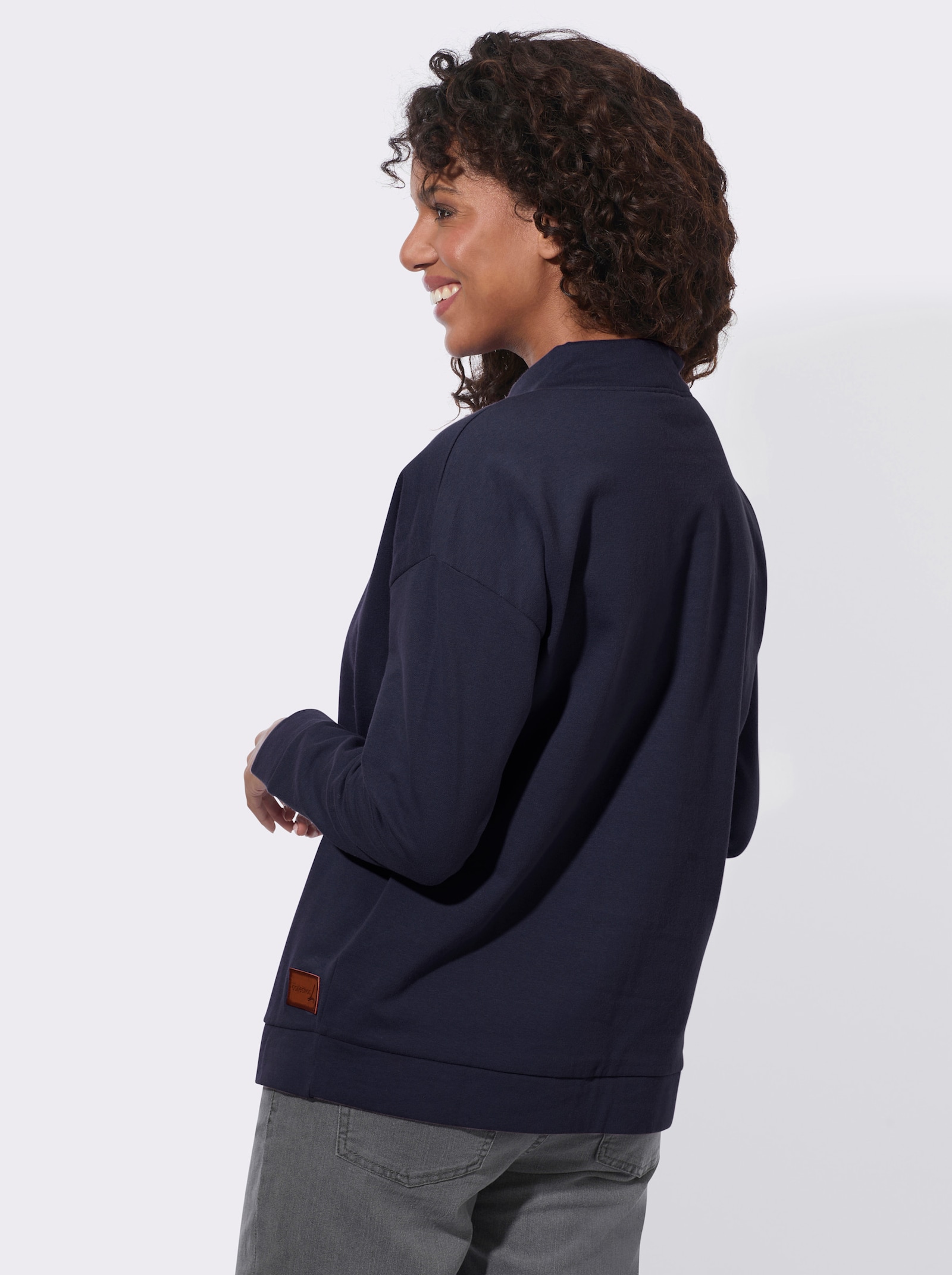 Sweatshirt mit halsfernem Stehkragen - marine