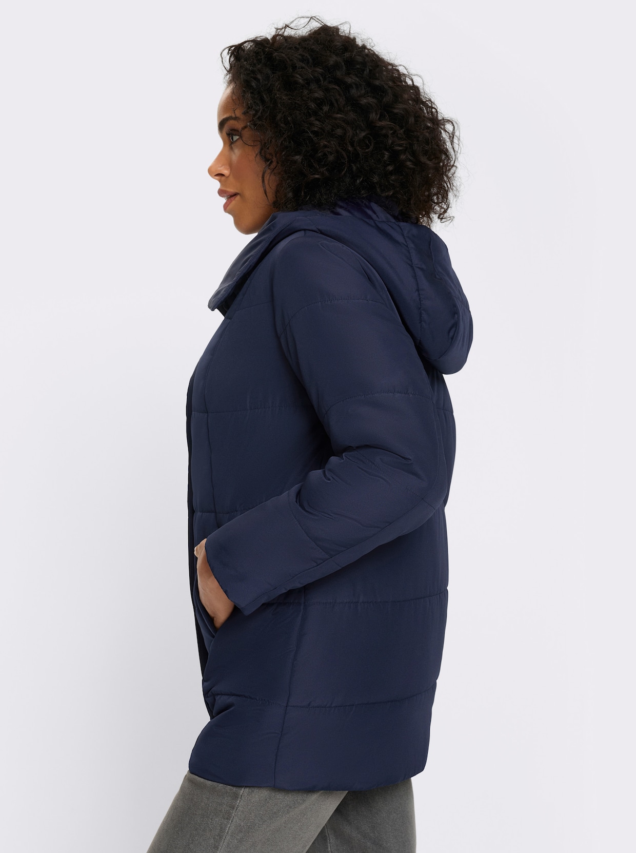 Gewatteerde jas met capuchon - marine