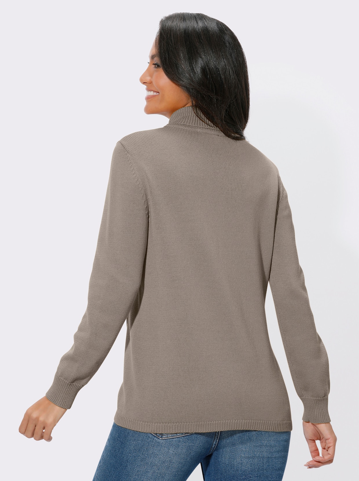 Langarm-Pullover - taupe-meliert