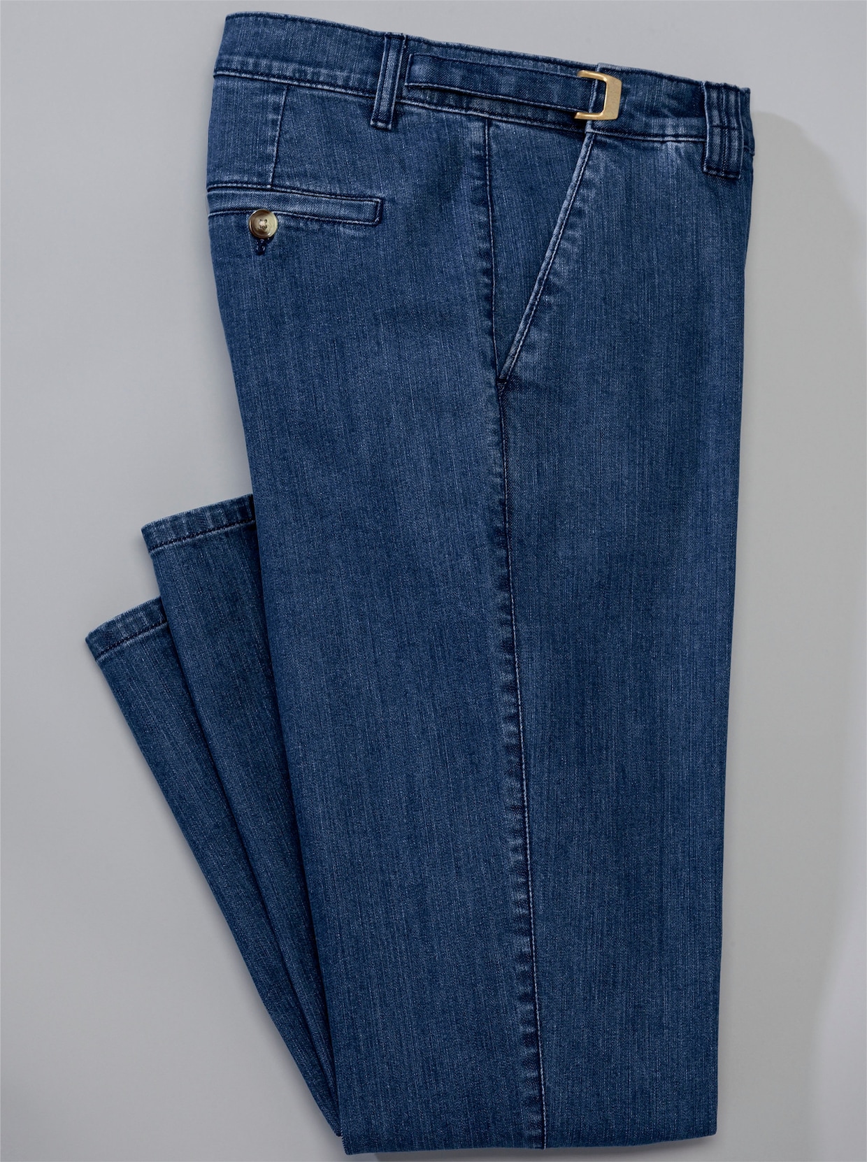 Jeans med justerbart midjeband - blue-stone-washed