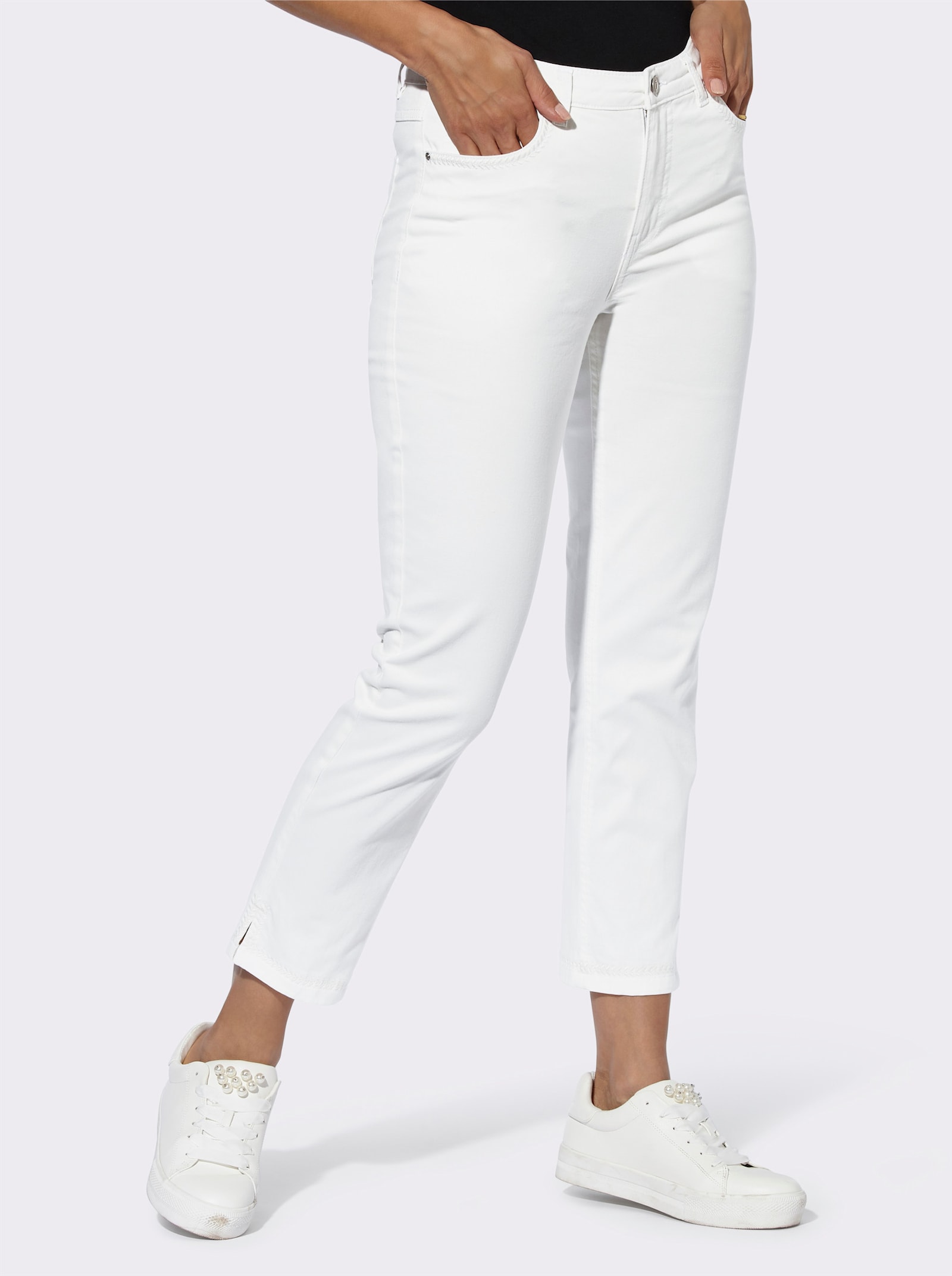 7/8-jeans in used-look - wit