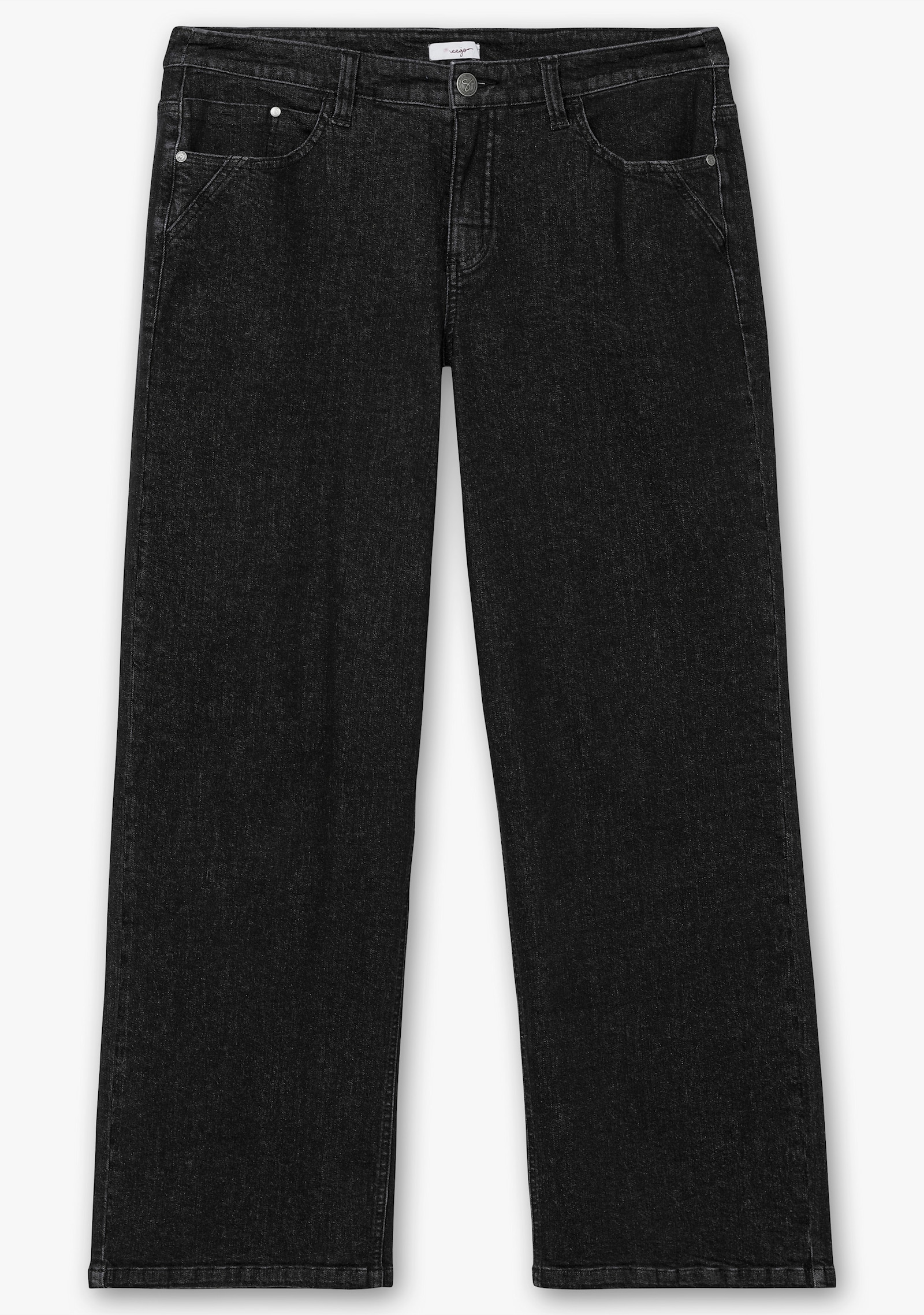 sheego Jeans met doorlopende wijde pijpen - black denim