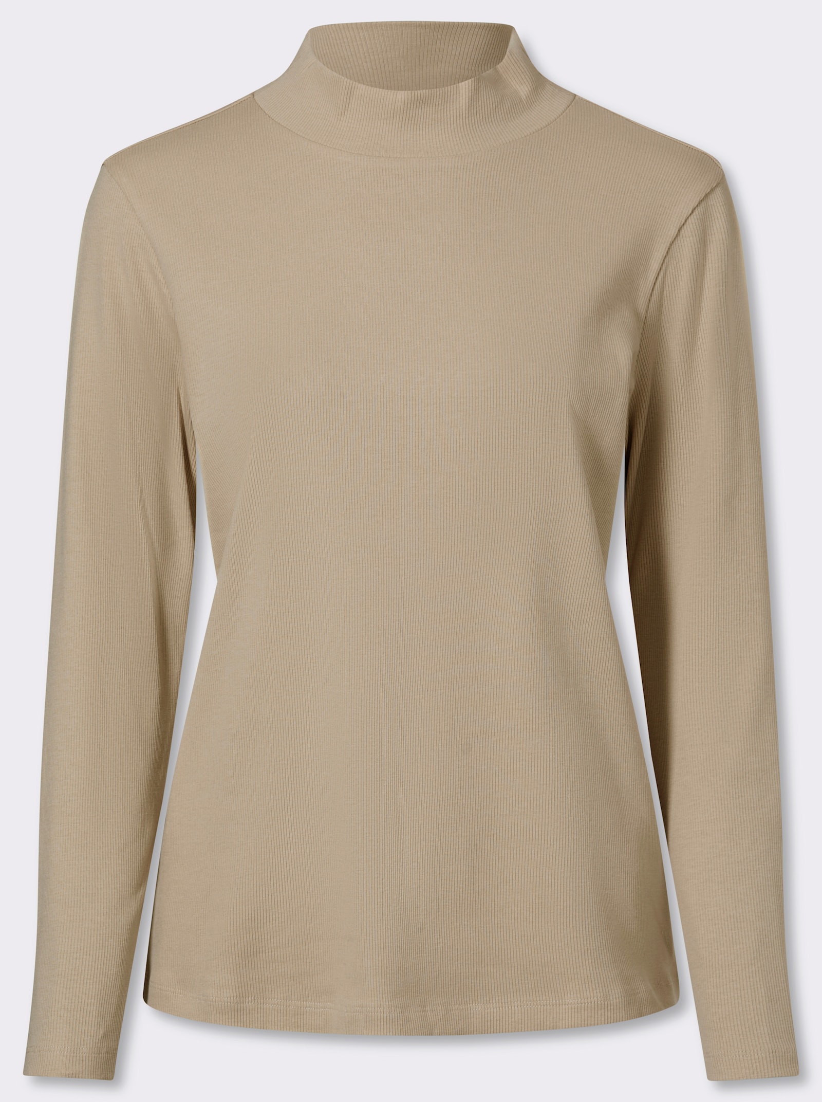 heine Stehkragenshirt in Feinripp-Qualität - beige