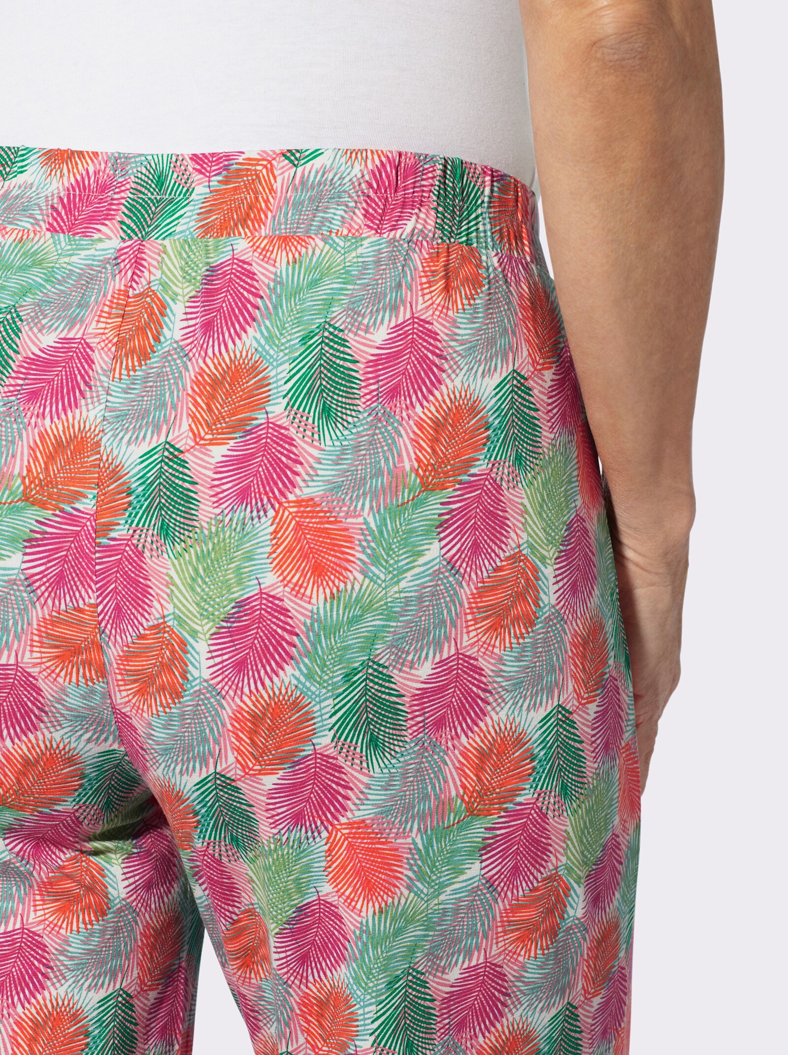 Jerseyhose mit Blätter-Druck - ozean-fuchsia-bedruckt