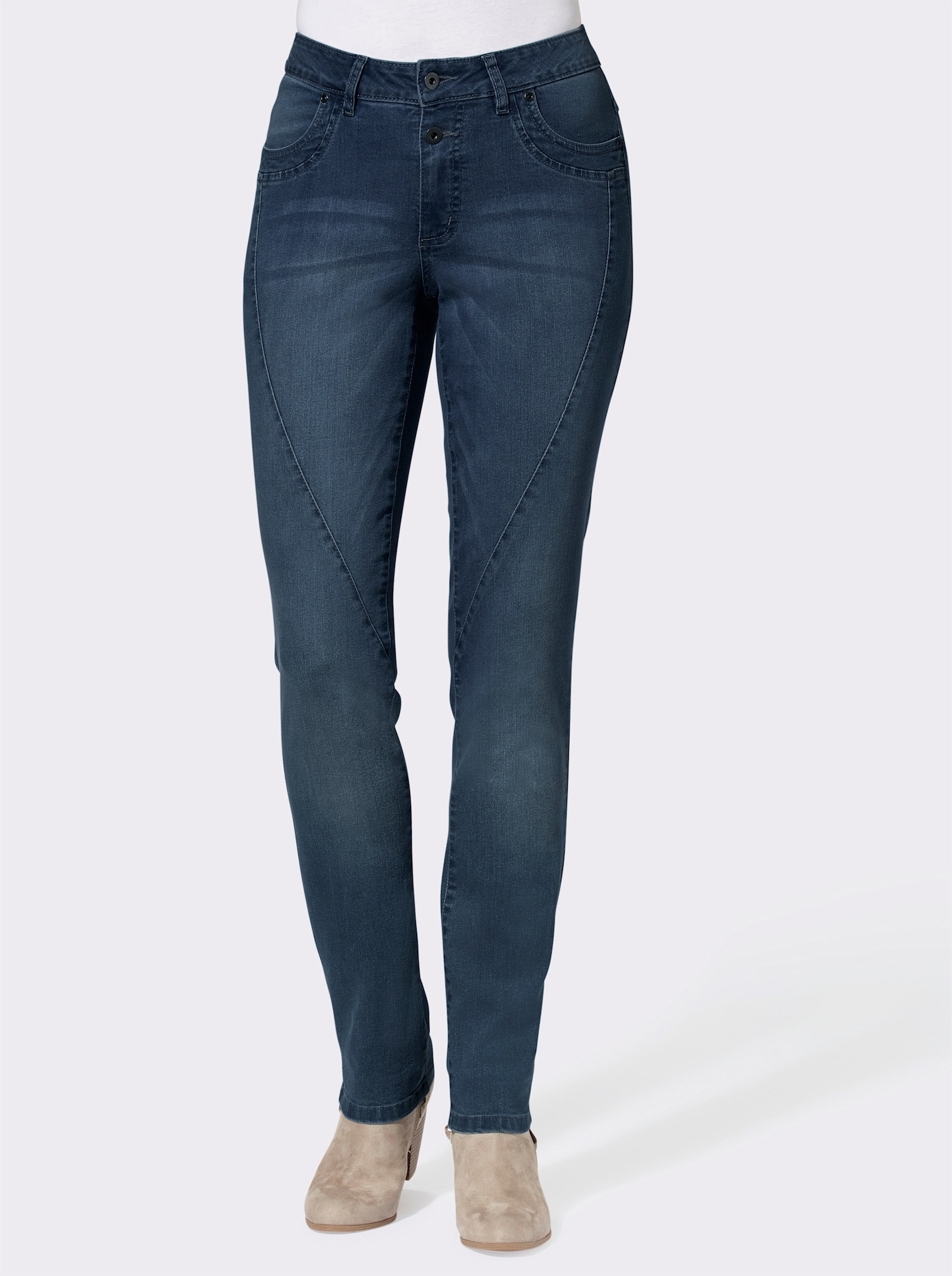 Jeans mit Ziernähten vorne - blue-stone-washed