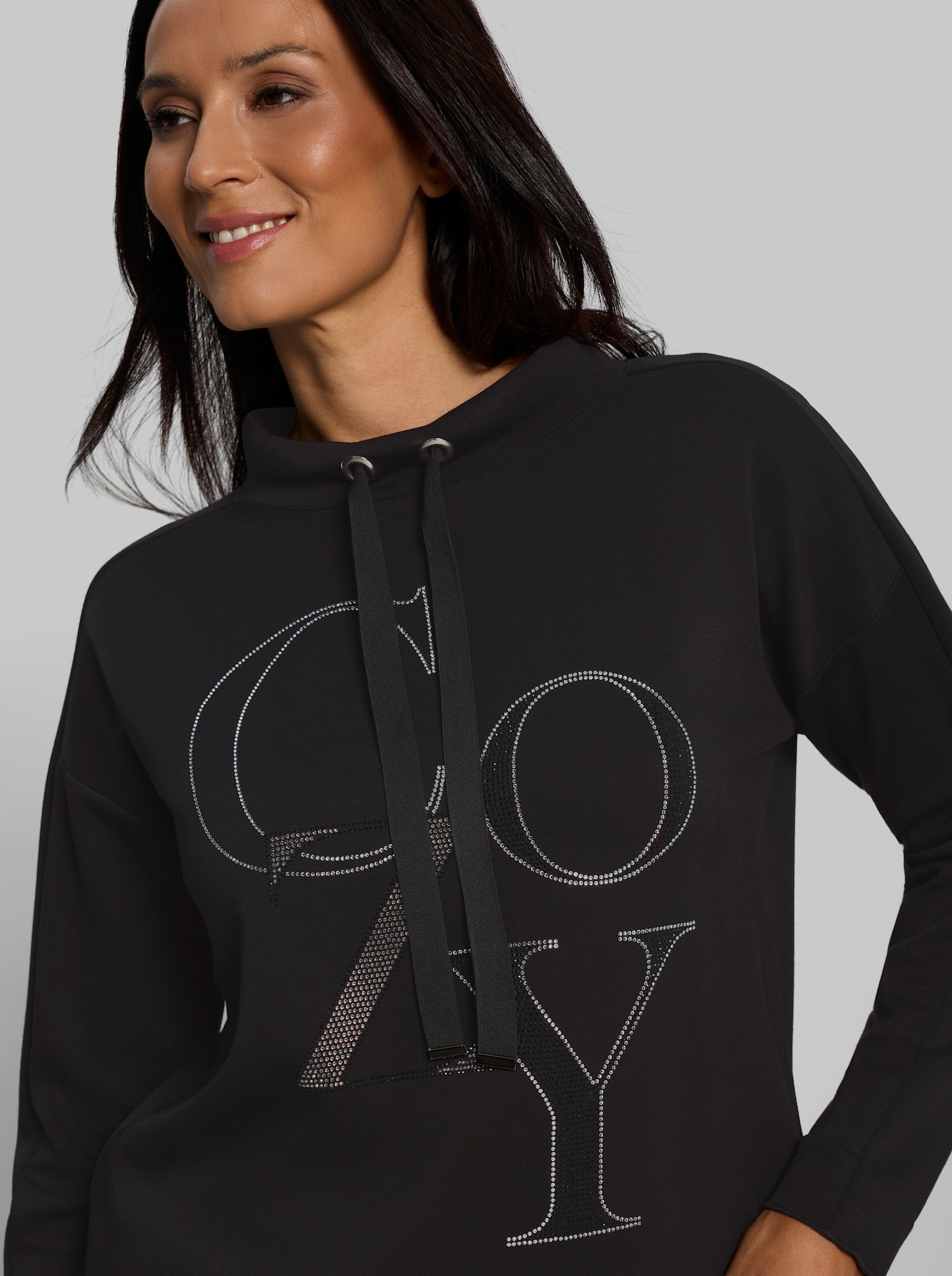heine Sweatshirt mit Glitzersteinchen - schwarz