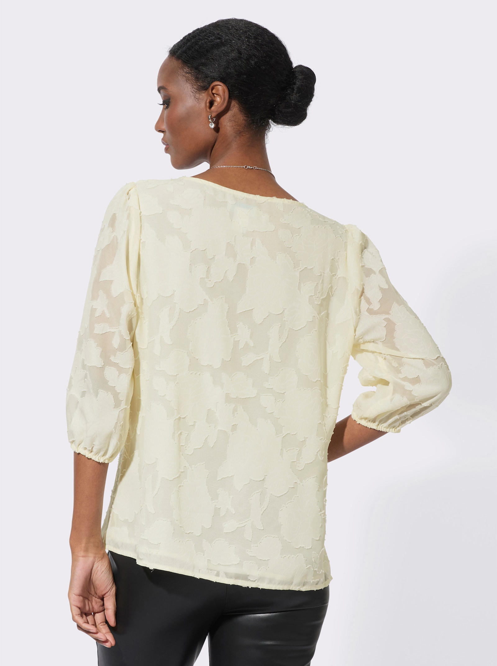 Schlupfbluse mit transparenten Partien - champagner