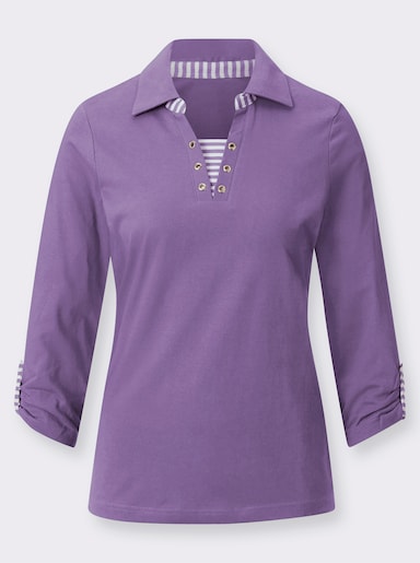 3/4-Arm-Shirt in 2-in-1-Optik - lavendel
