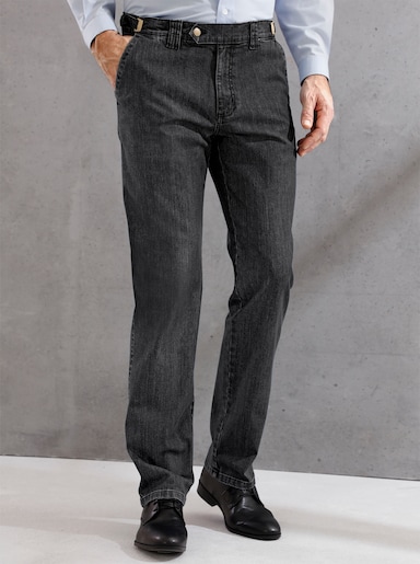 Jeans med justerbart midjeband - black-denim