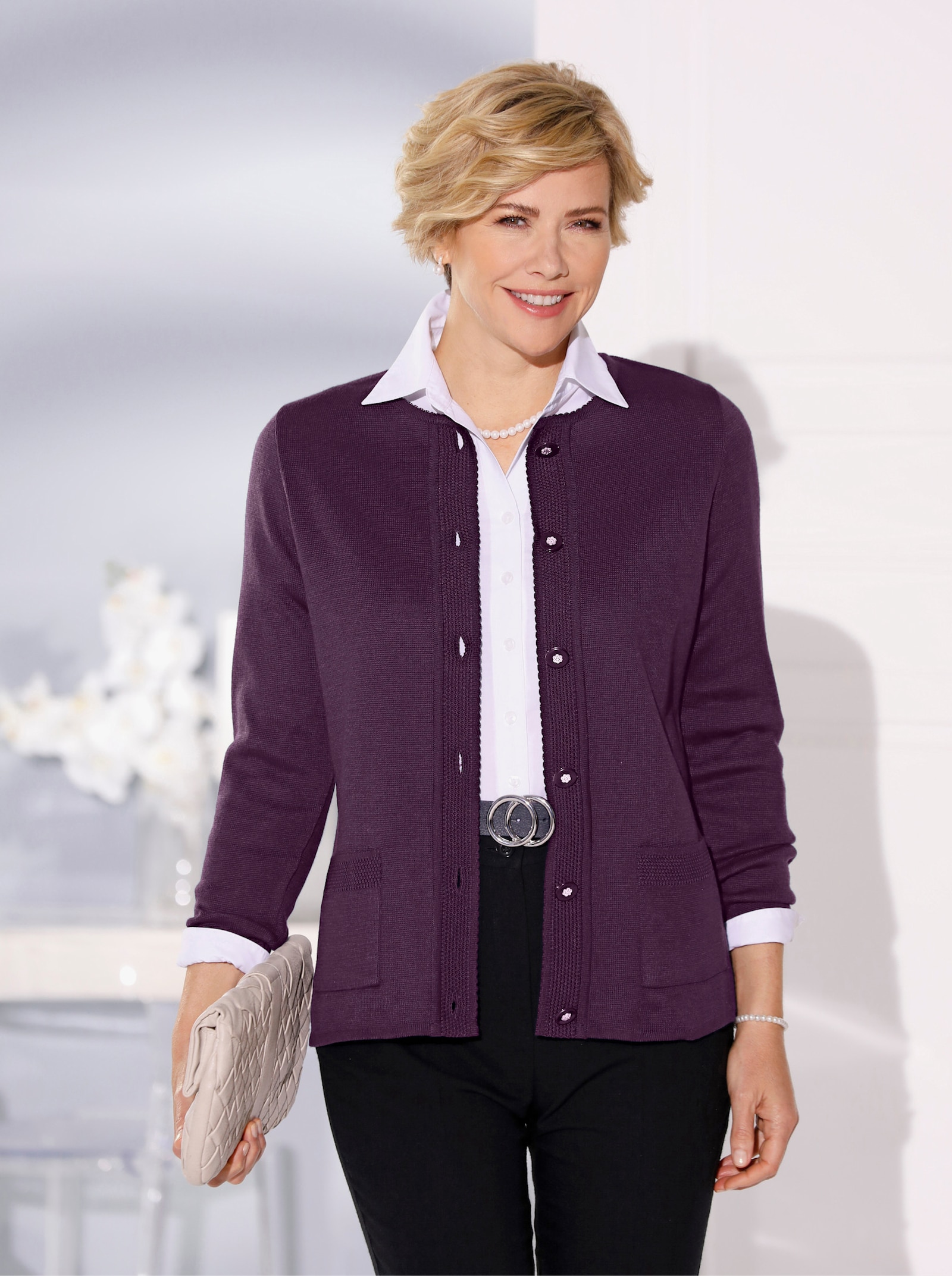 Vest met sierknopen - druif