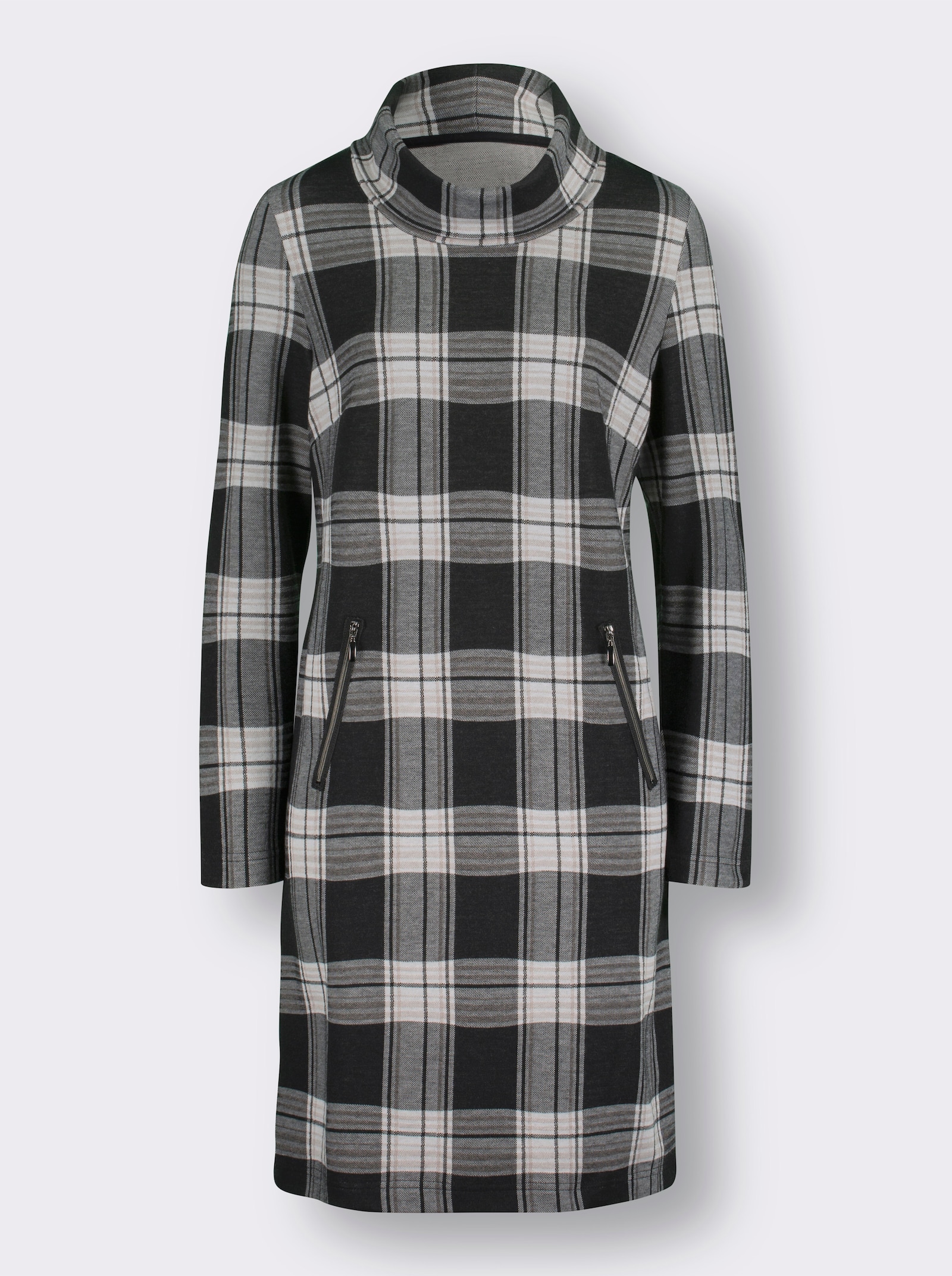 Jerseykleid im Jacquard-Karomuster - graphit-kariert