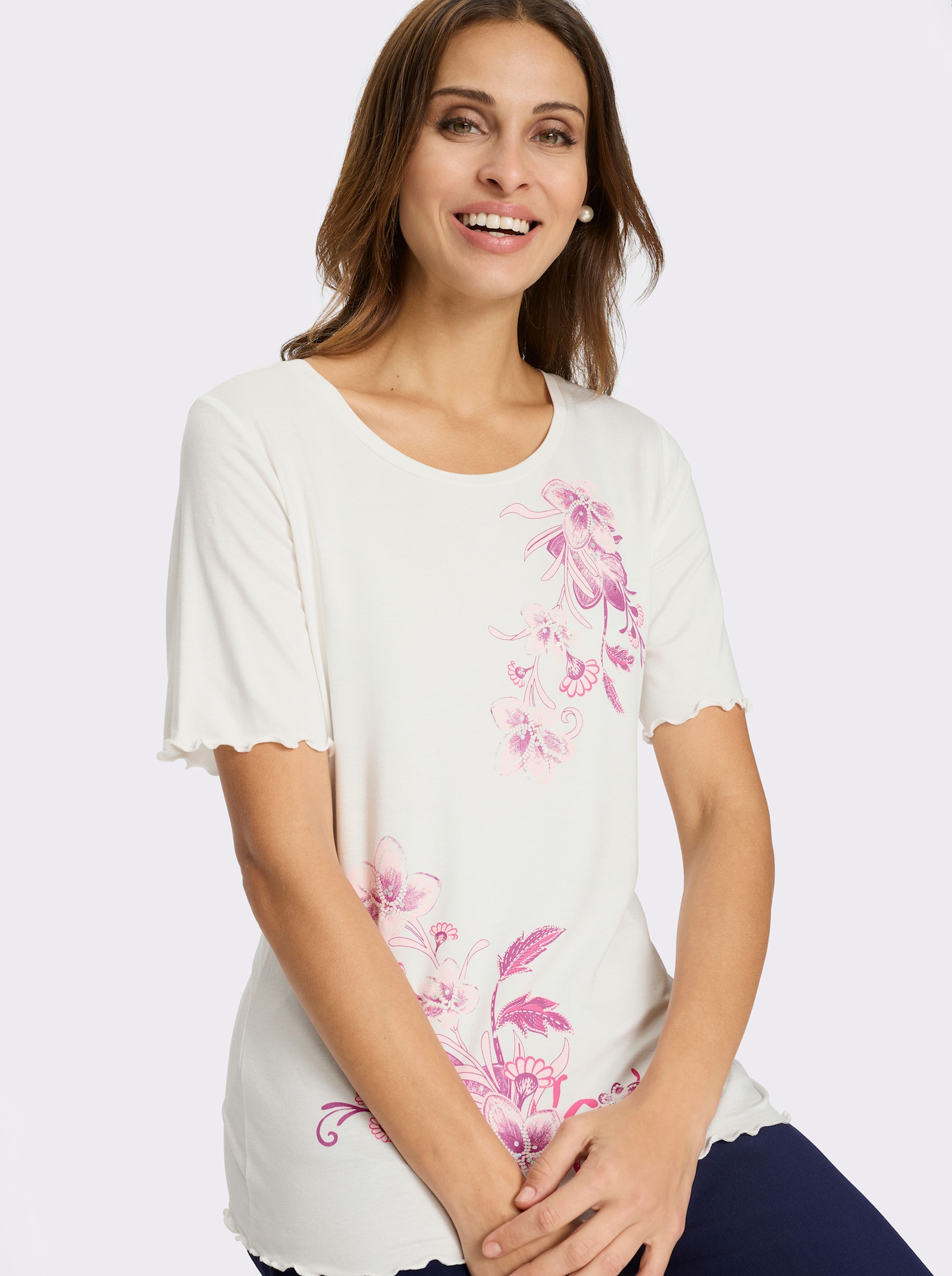 Rundhalsshirt - ecru