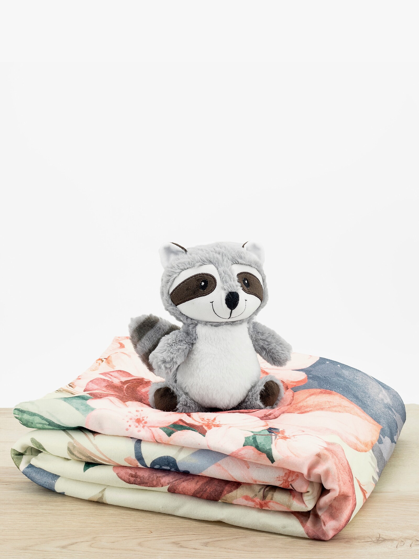 Decke mit Waschbär - grau