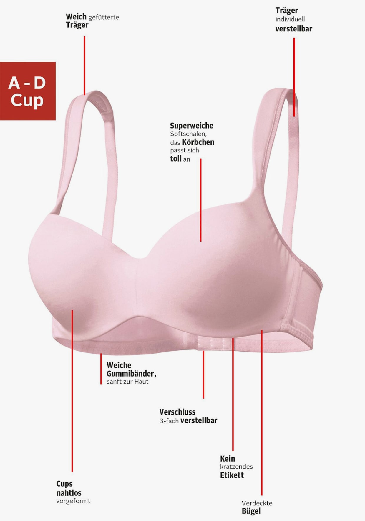 Nuance Beha met cups - roze