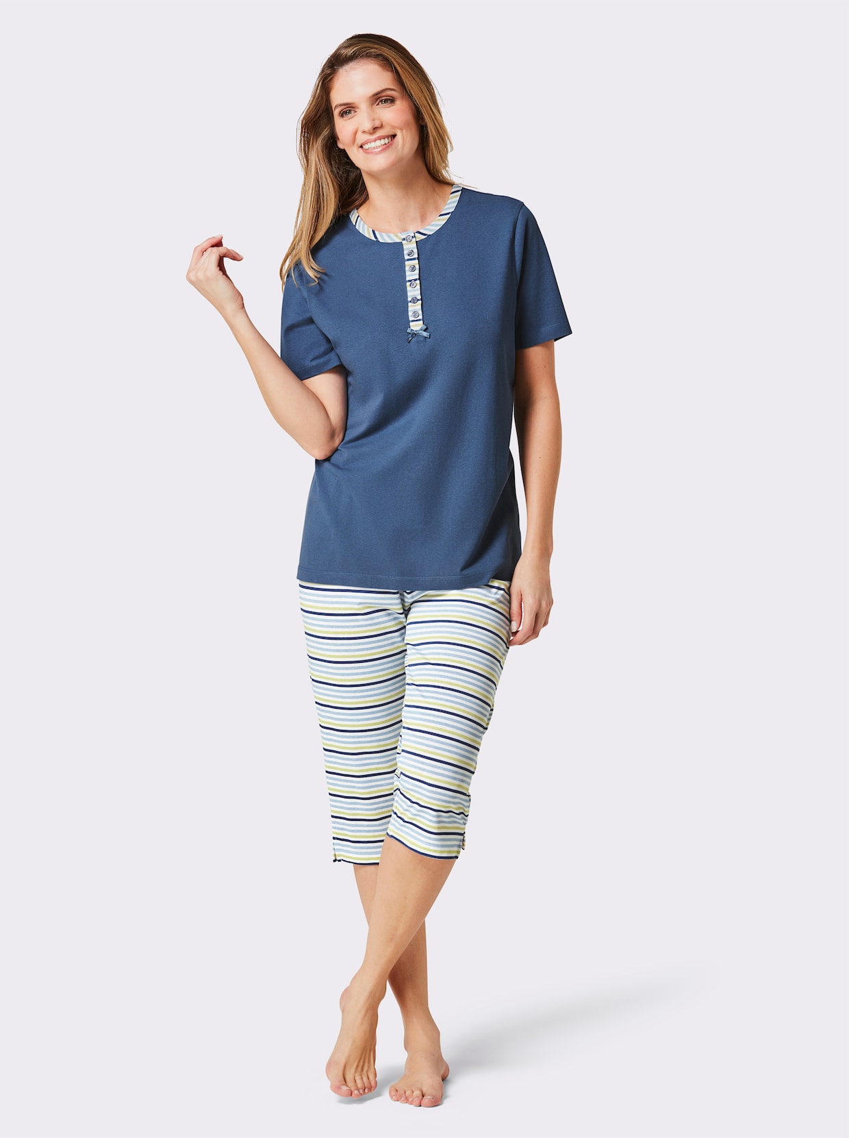 wäschepur Capri-Anzüge - jeansblau + jeansblau-geringelt