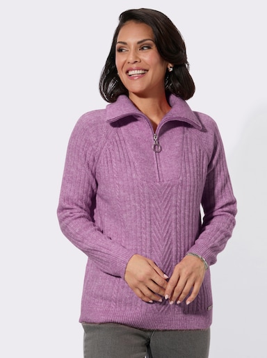 Schipperstrui van ribtricot - violet gemêleerd