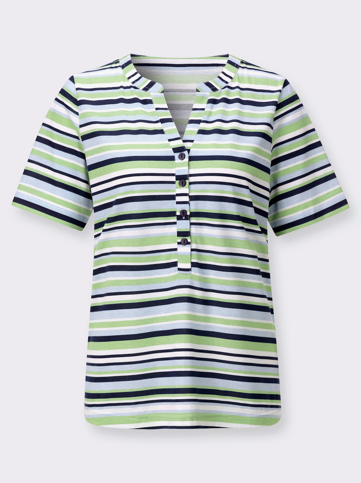 Ringelshirt - hellblau-reseda-geringelt