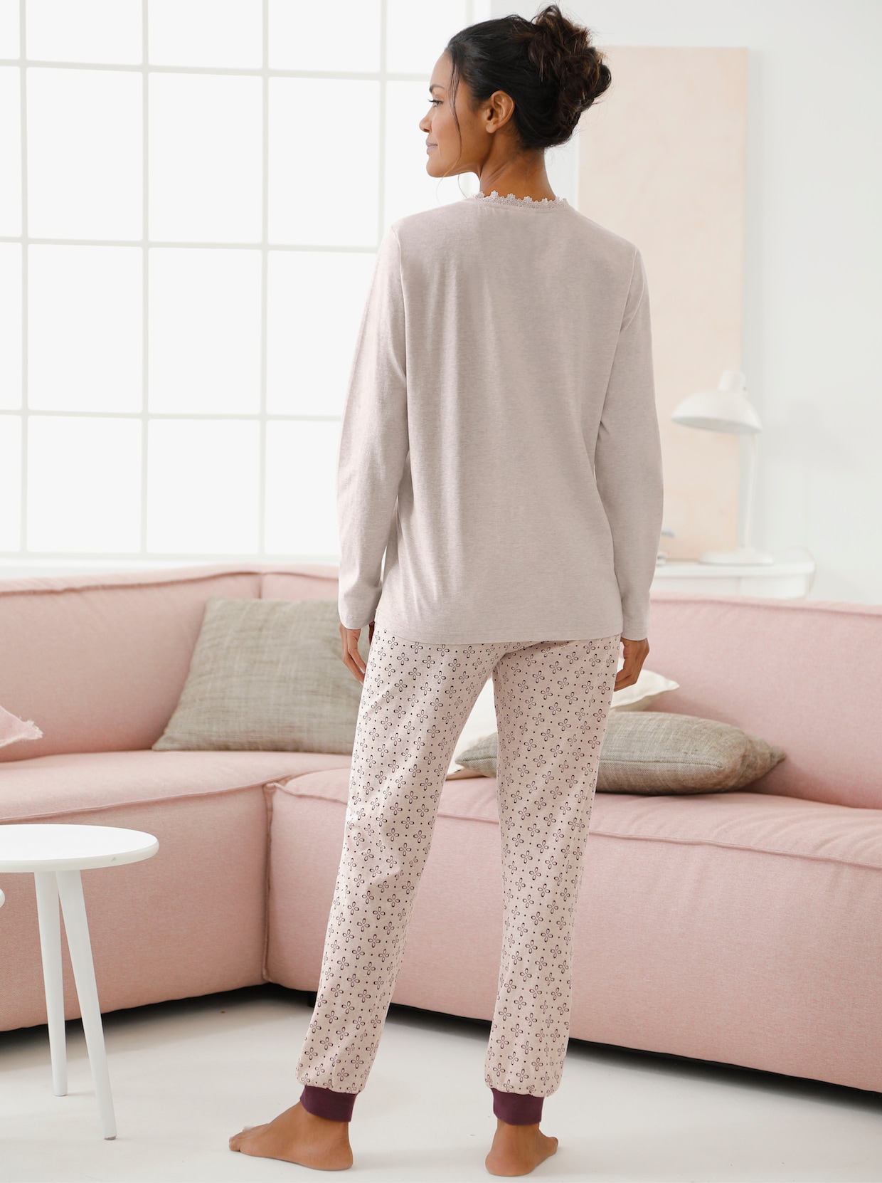 wäschepur Pyjama-Broek - beige gedessineerd