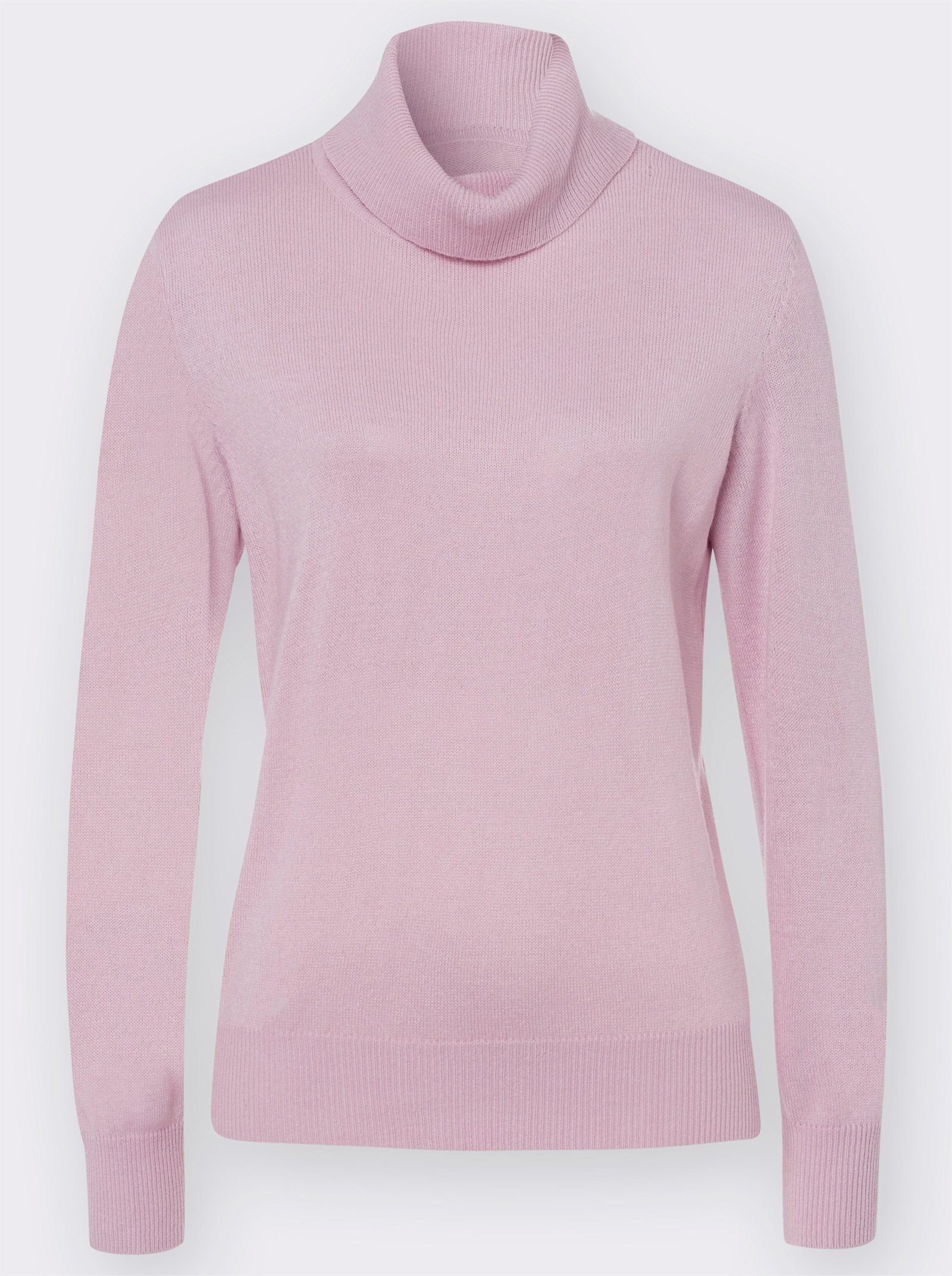 Rollkragenpullover mit Ripp-Bündchen - rosé