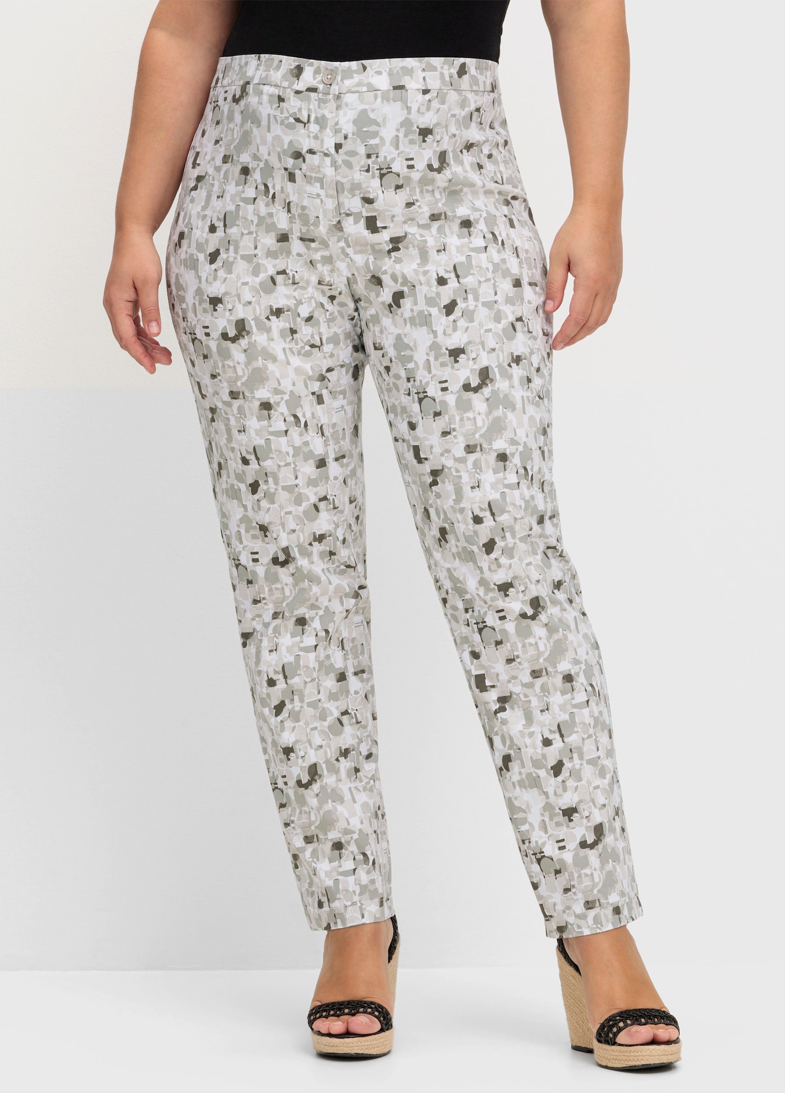 Bengalinhose im Grafik-Dessin - hellgrau-steingrau-bedruckt