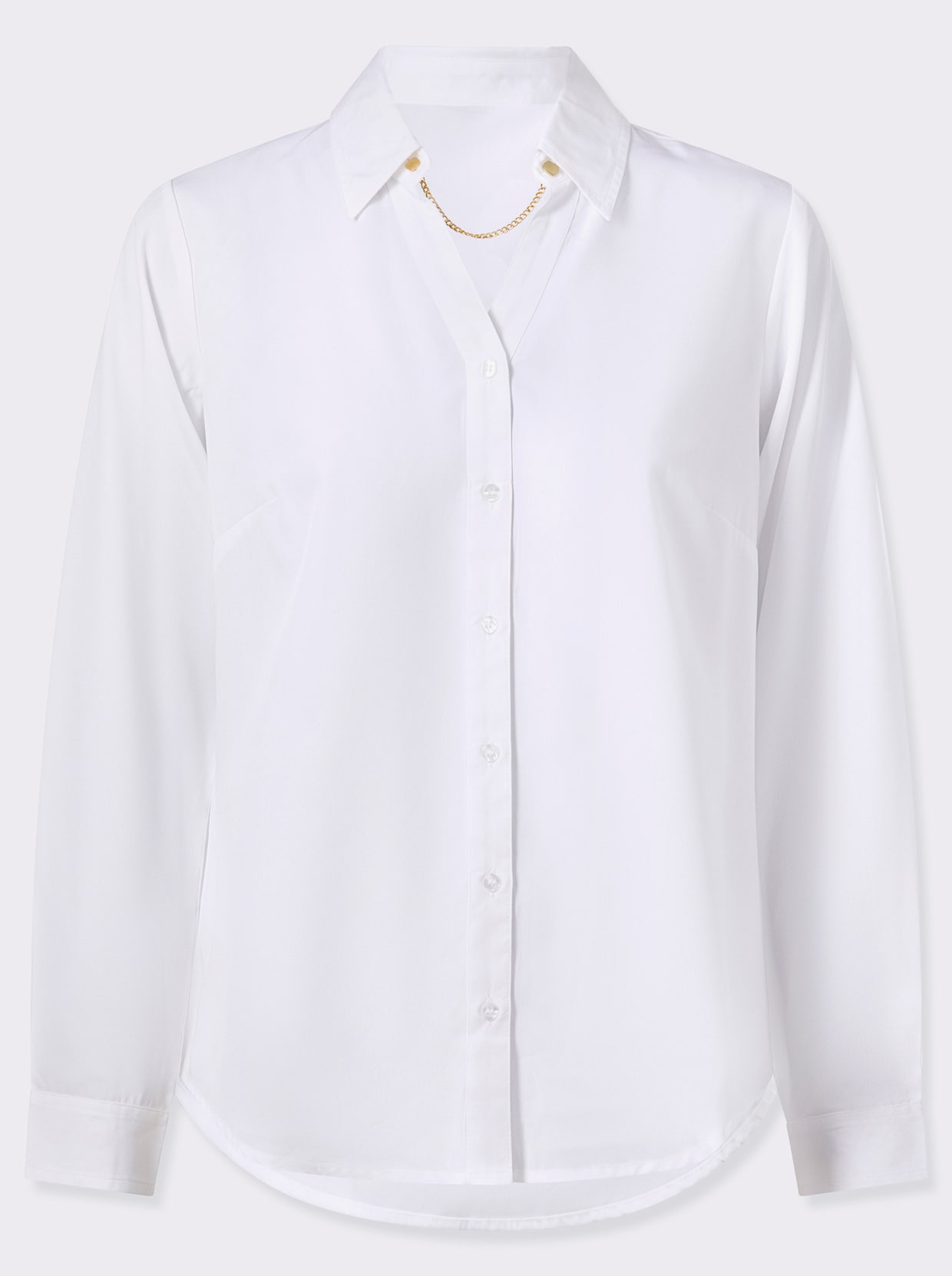 Langarmbluse mit goldfarbener Zierkette - ecru