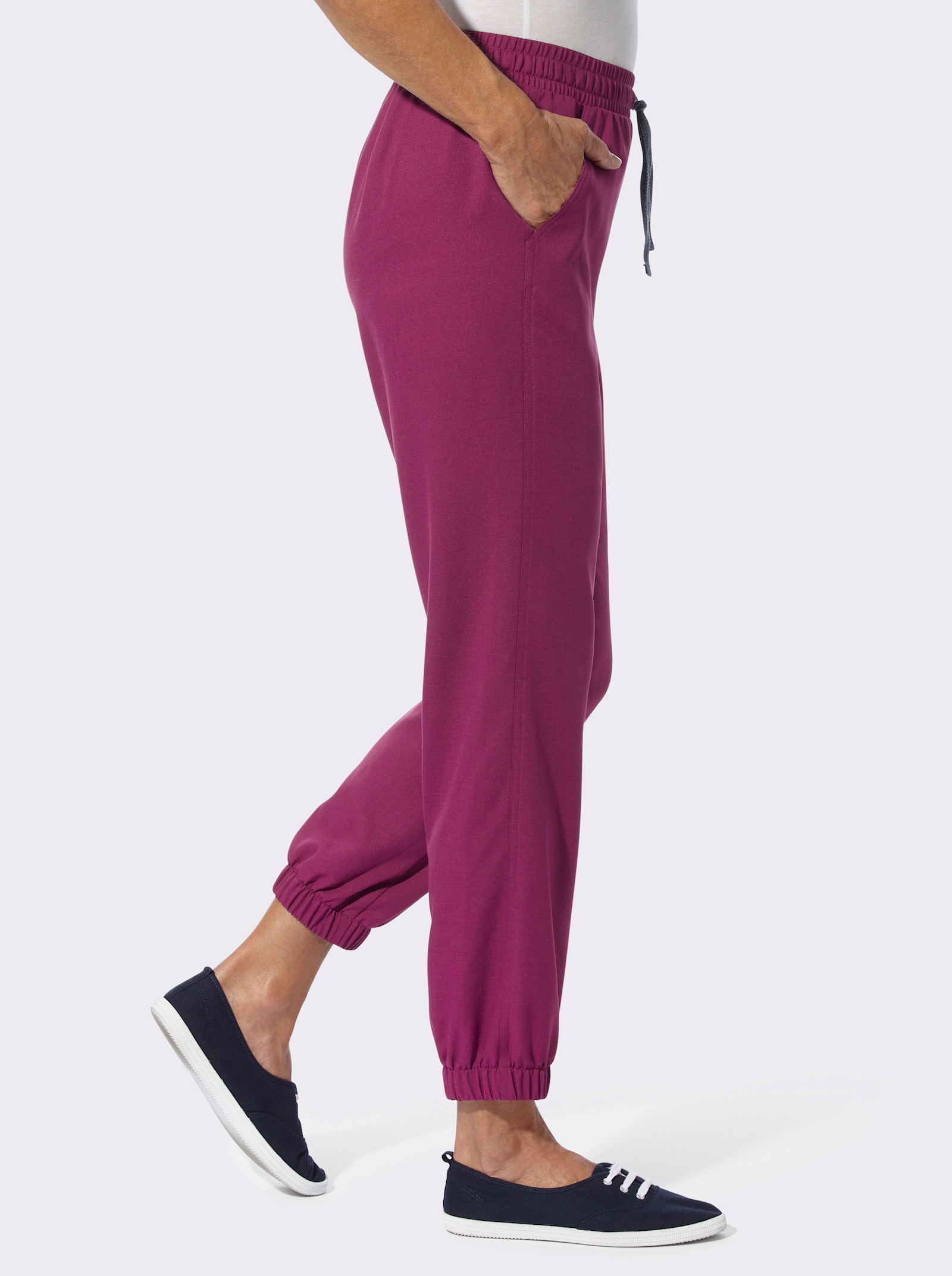 Kalhoty s elastickým pasem - slézová