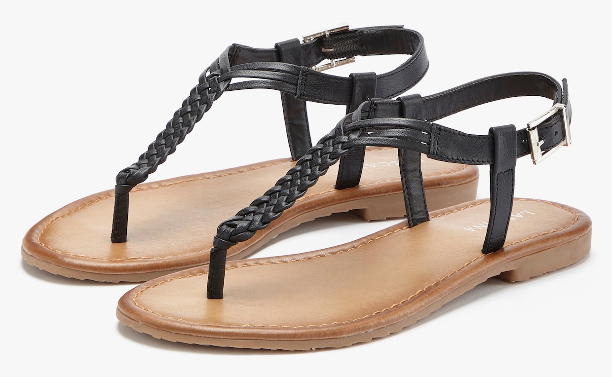 LASCANA Teenslipper - zwart/beige
