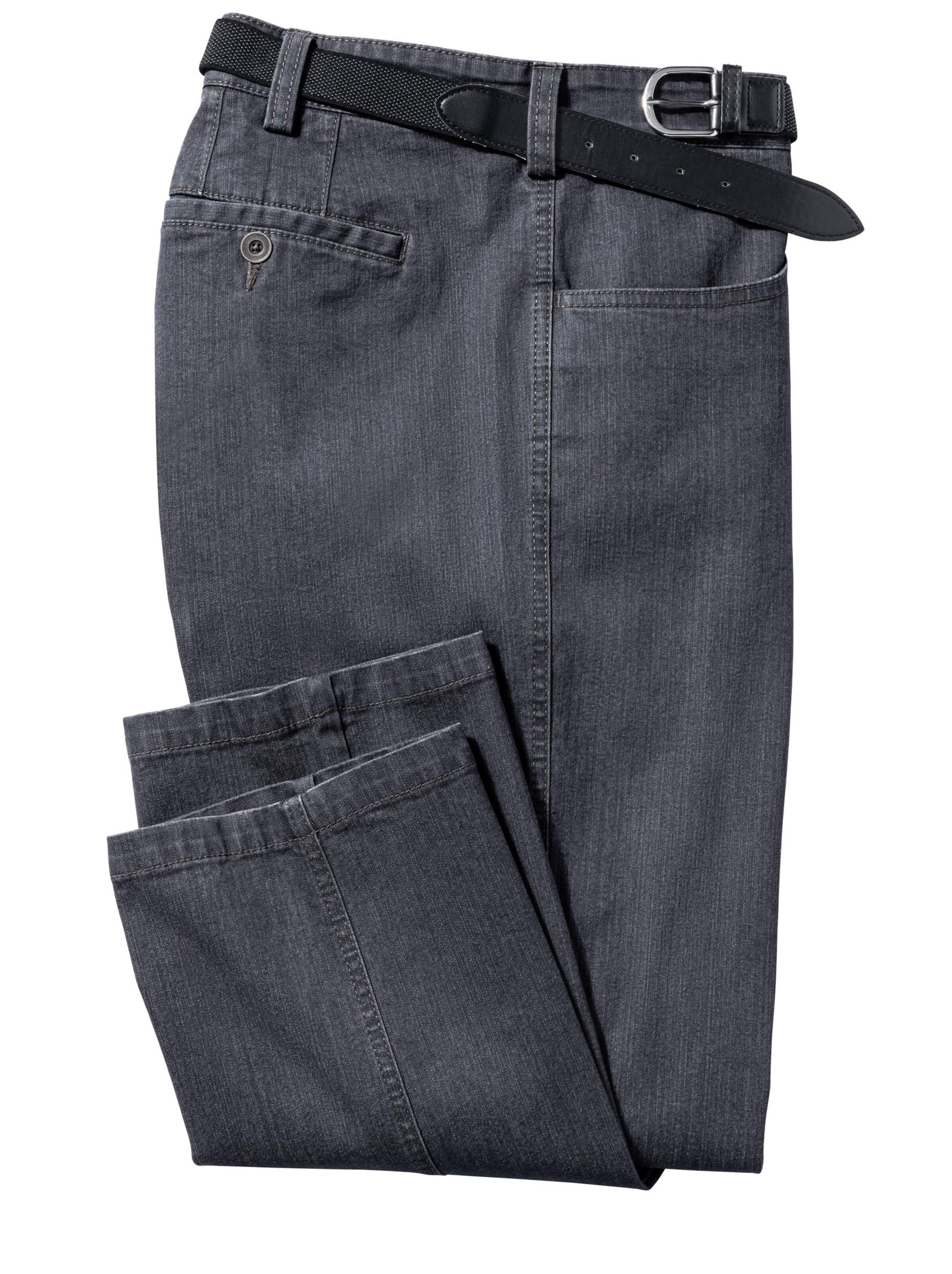 Jeans mit Gürtel - grey-denim