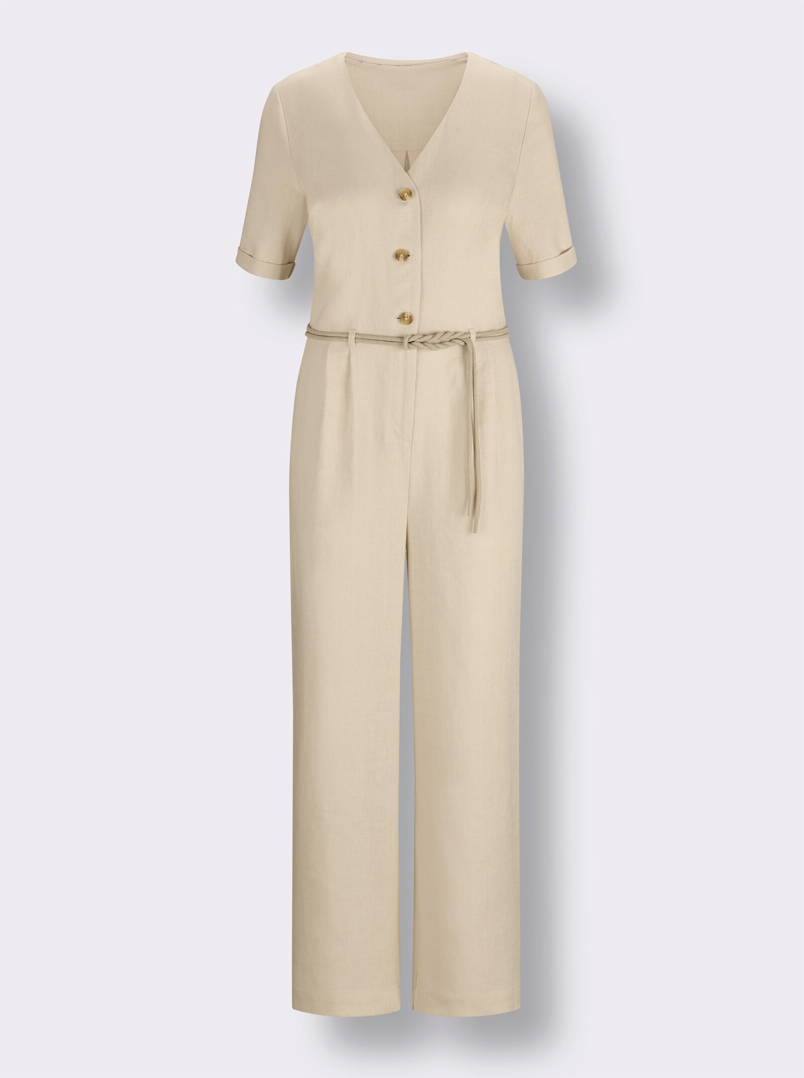 CREATION L PREMIUM Jumpsuit mit weiten Hosenbeinen - sand-meliert
