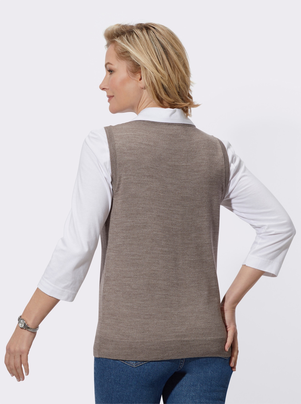 Slip-over - taupe gemêleerd