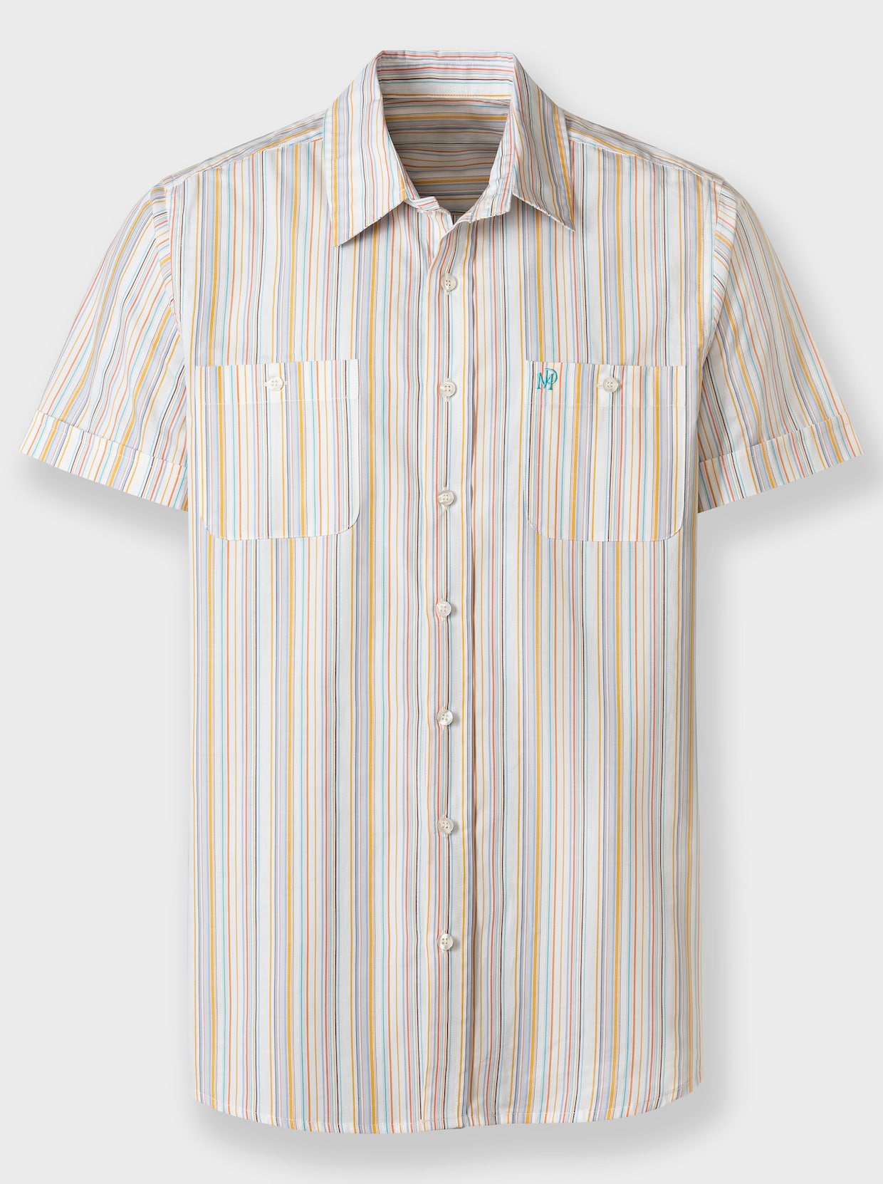 Marco Donati Hemd met korte mouwen - bleu/wit gestreept