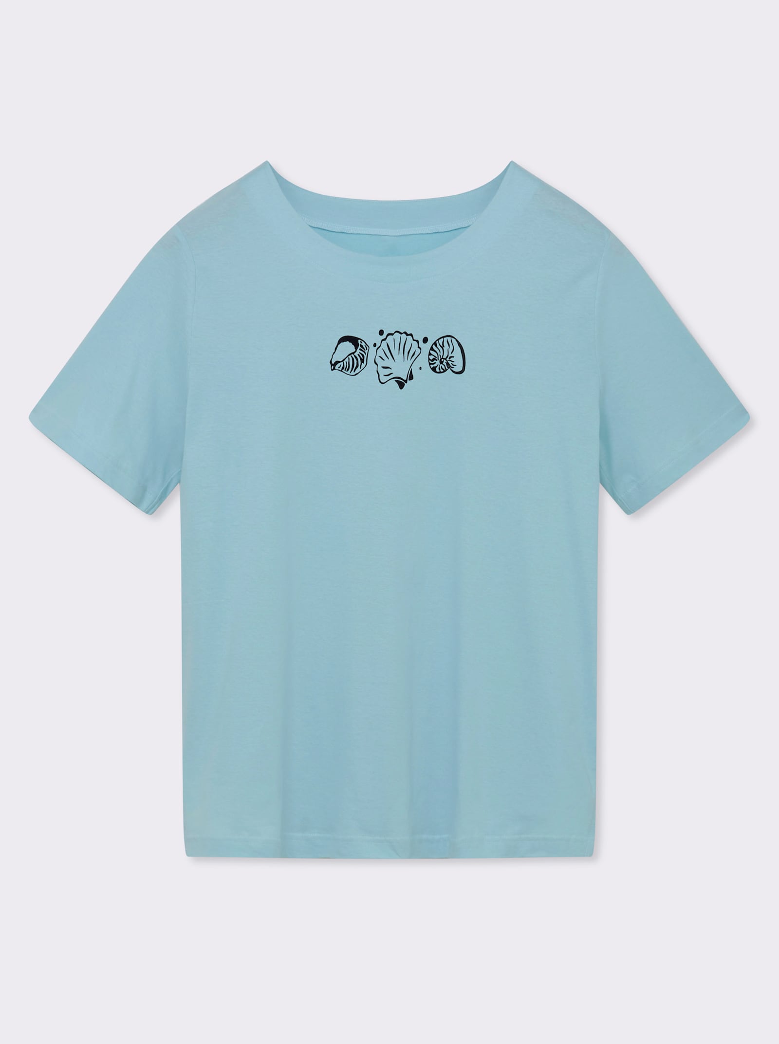 Kurzarmshirt mit Muschel-Druck - hellblau