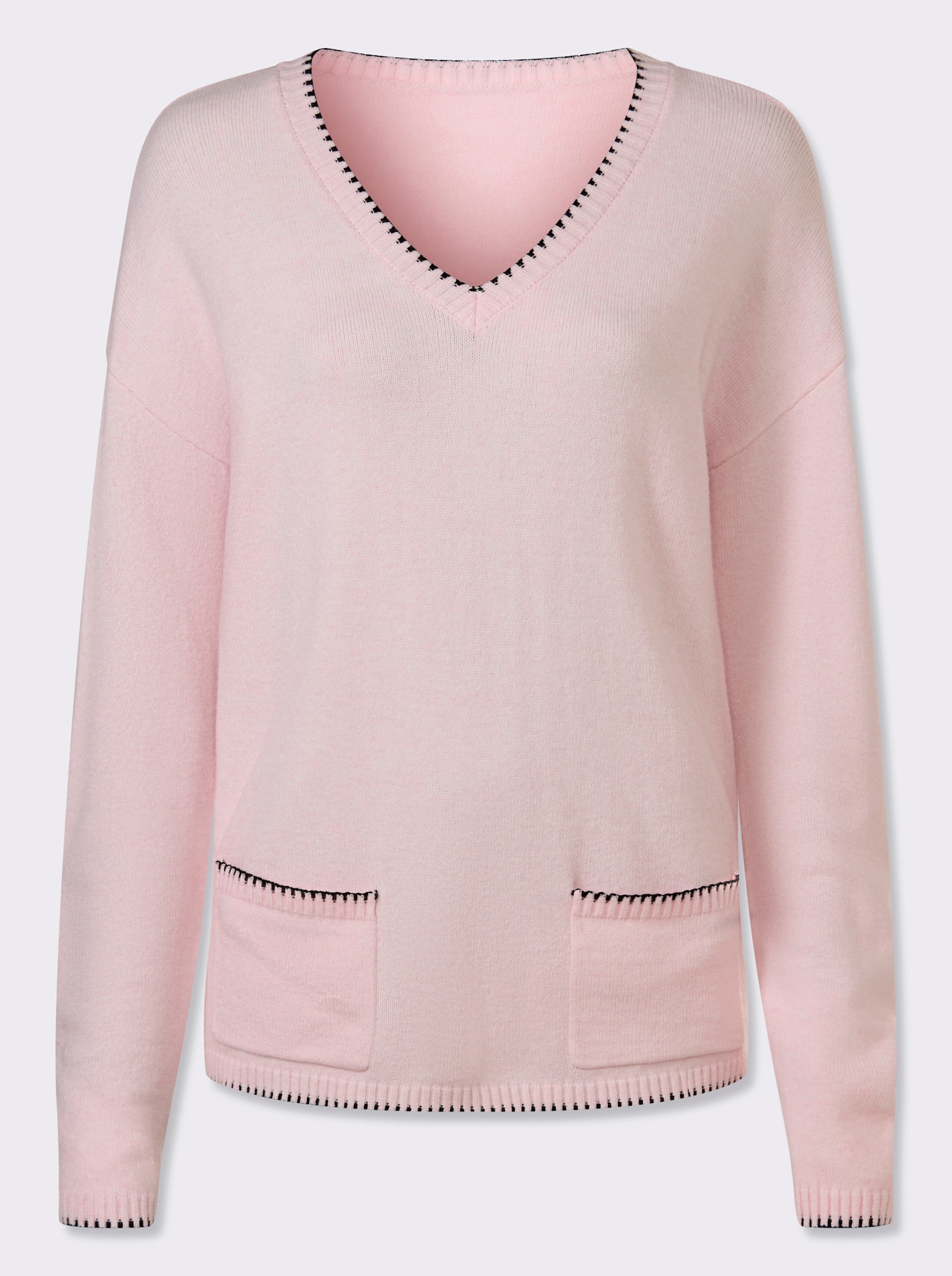 heine Pullover mit Kontrastnähten - hellrosé-meliert