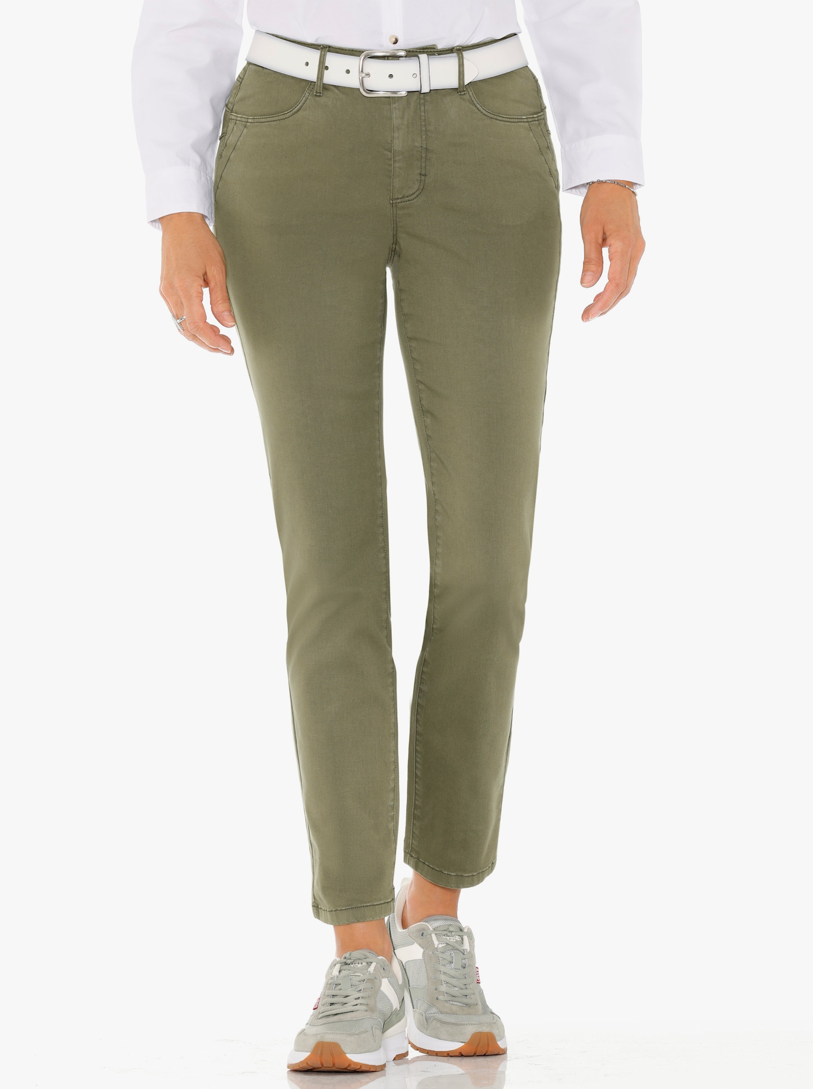 Jeans in Baumwoll-Stretch-Qualität - oliv