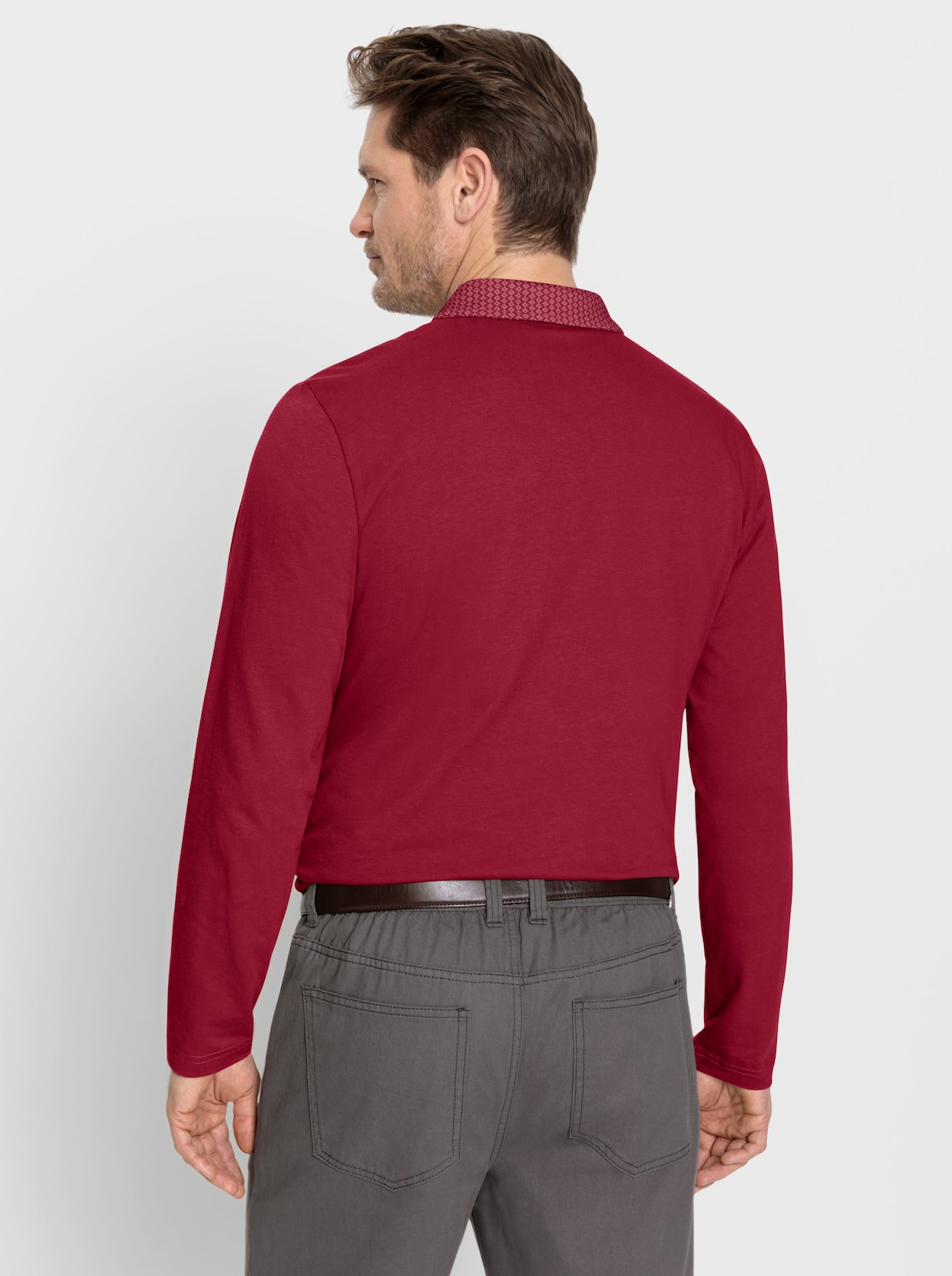 Marco Donati Poloshirt met lange mouwen - kers