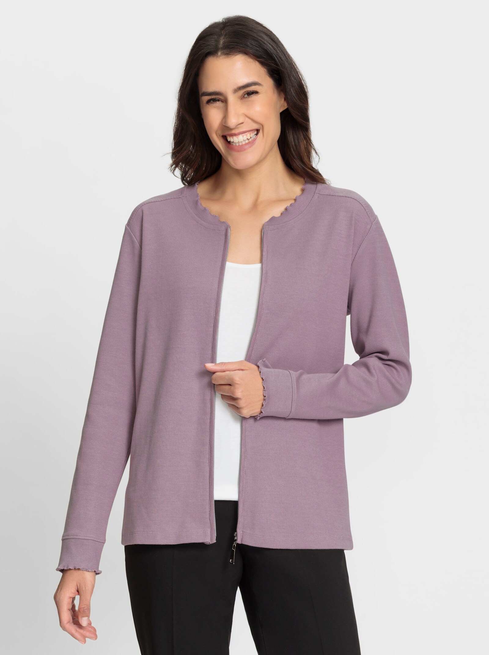 Shirtjacke mit Reißverschluss - mauve