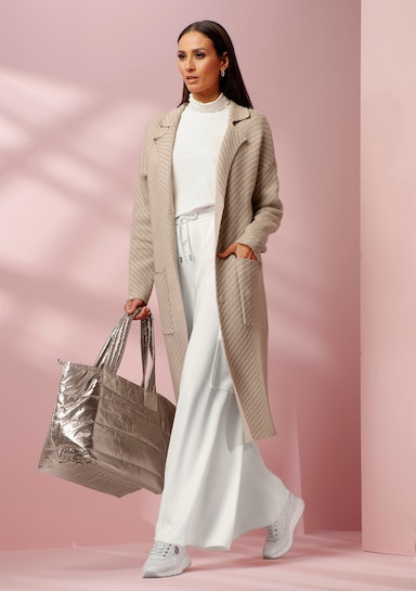 heine Strickmantel im Streifen-Dessin - sand-beige-gestreift