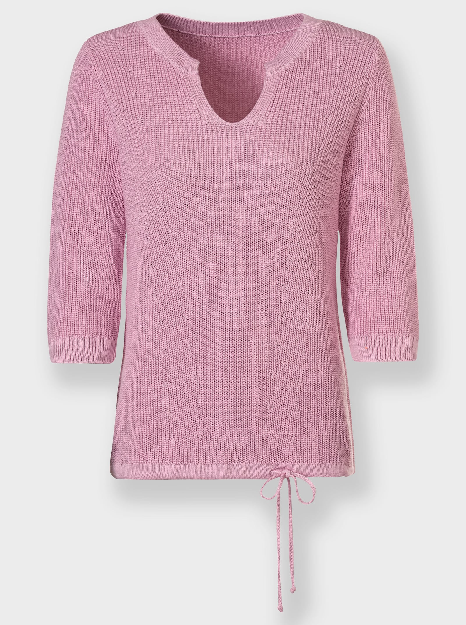 Pullover met 3/4-mouwen en tunnelkoord in de zoom - roze