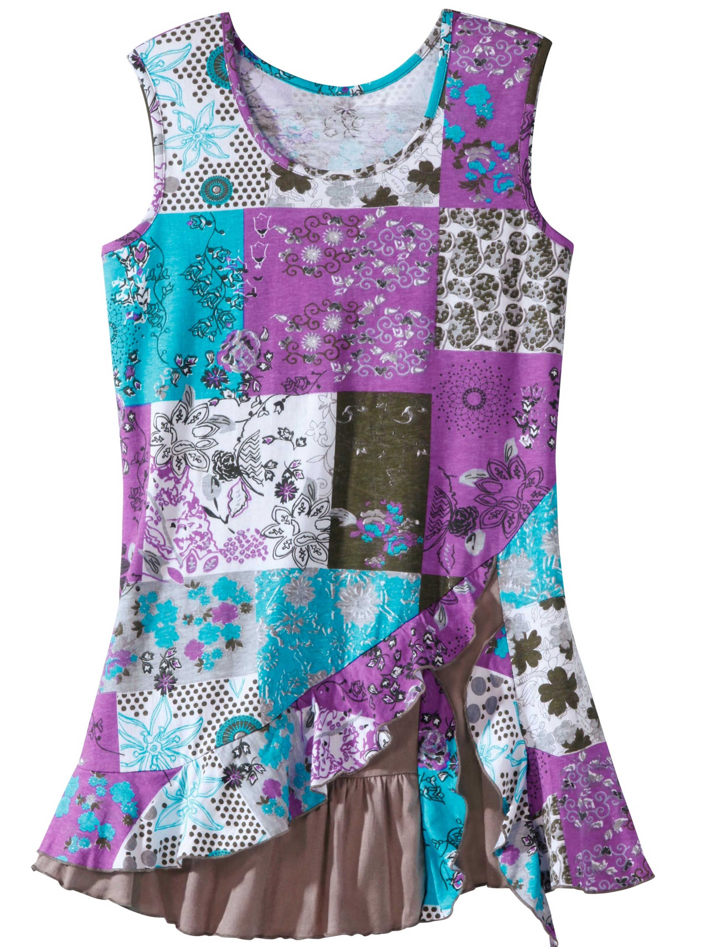 Shirttop - taupe-lila-gemustert