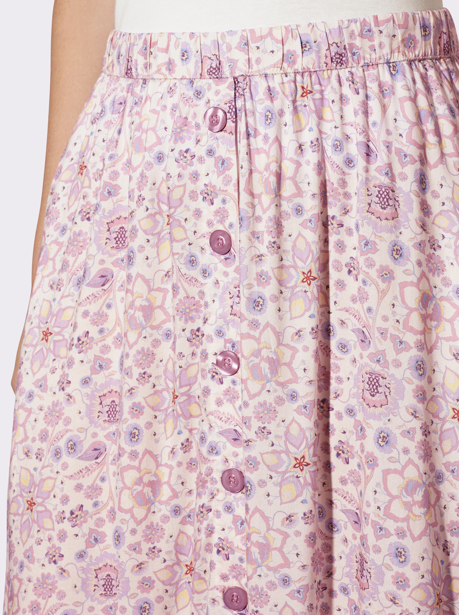 heine Jupe d'été avec motif mille fleurs - couleur ivoire-parme imprimé