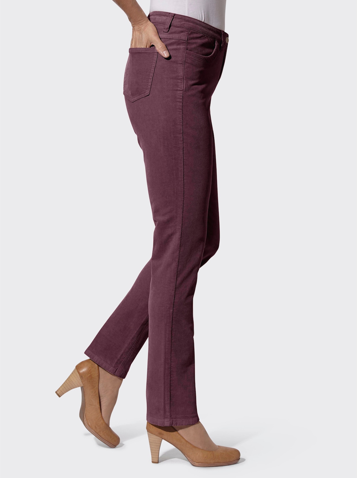 Pantalon velours - lie-de-vin