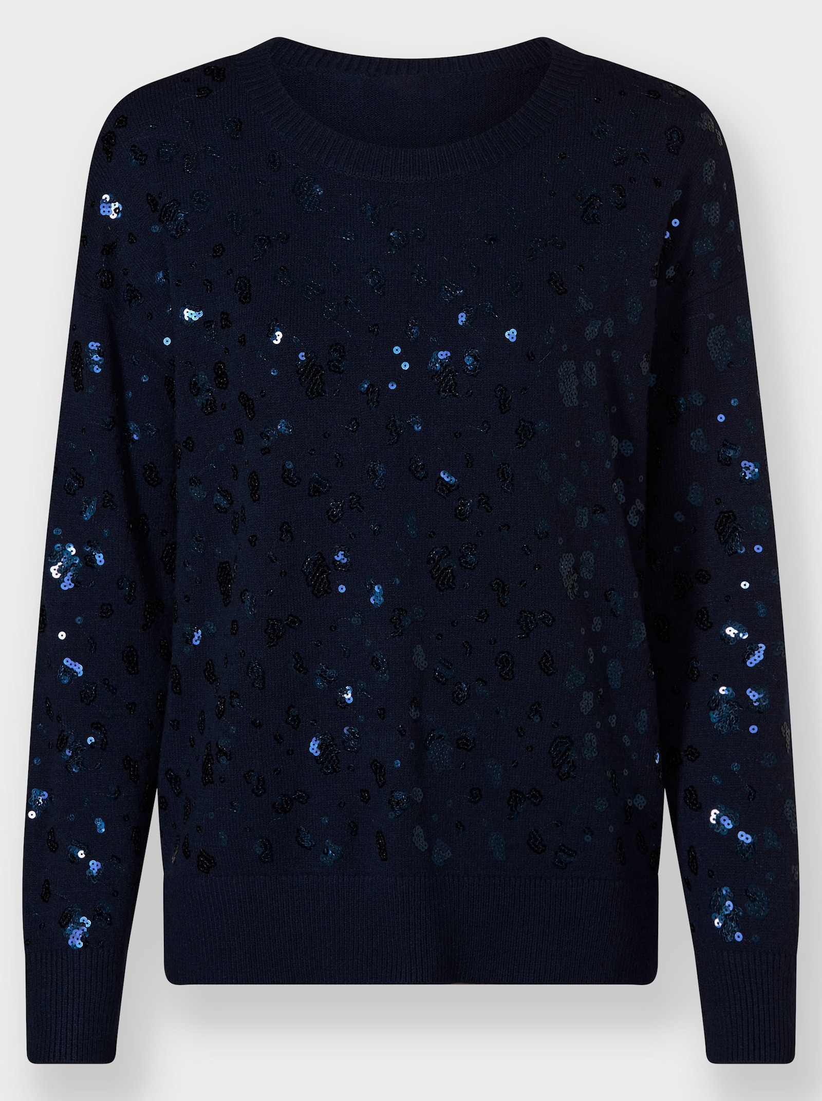 heine Langarm-Pullover mit Pailletten-Verzierung - marine-metallicfarben