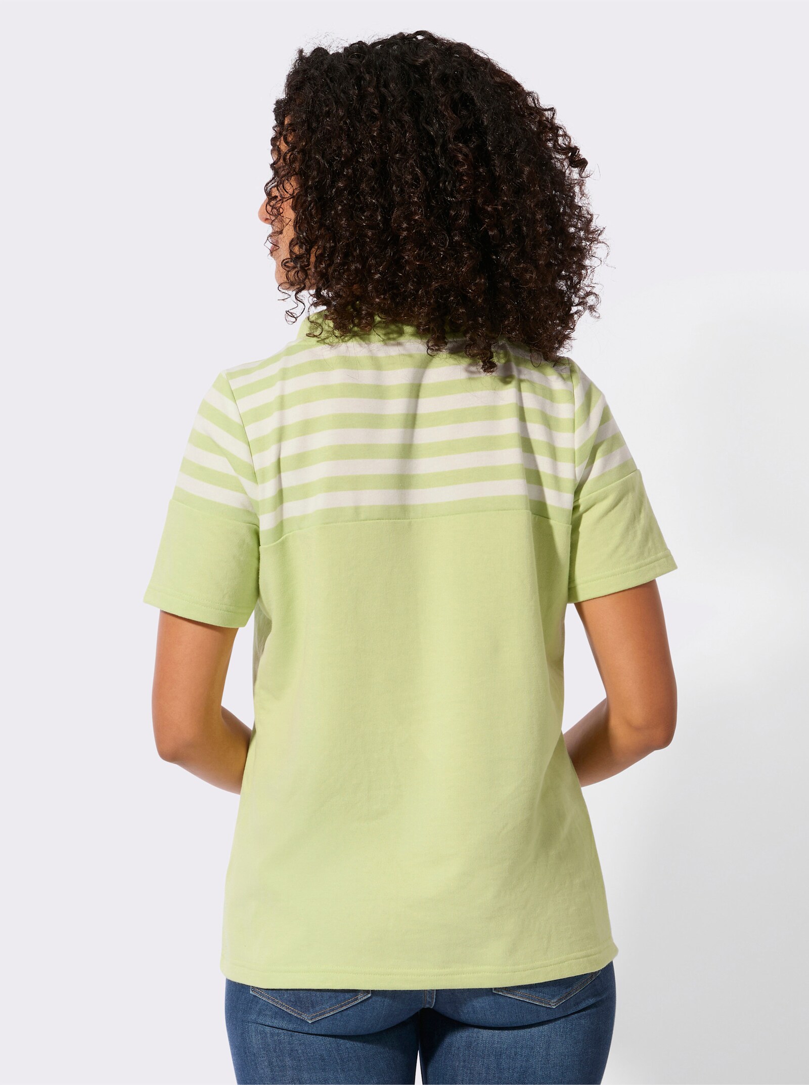 Sweatshirt mit platziertem Druckmuster - pistazie-ecru