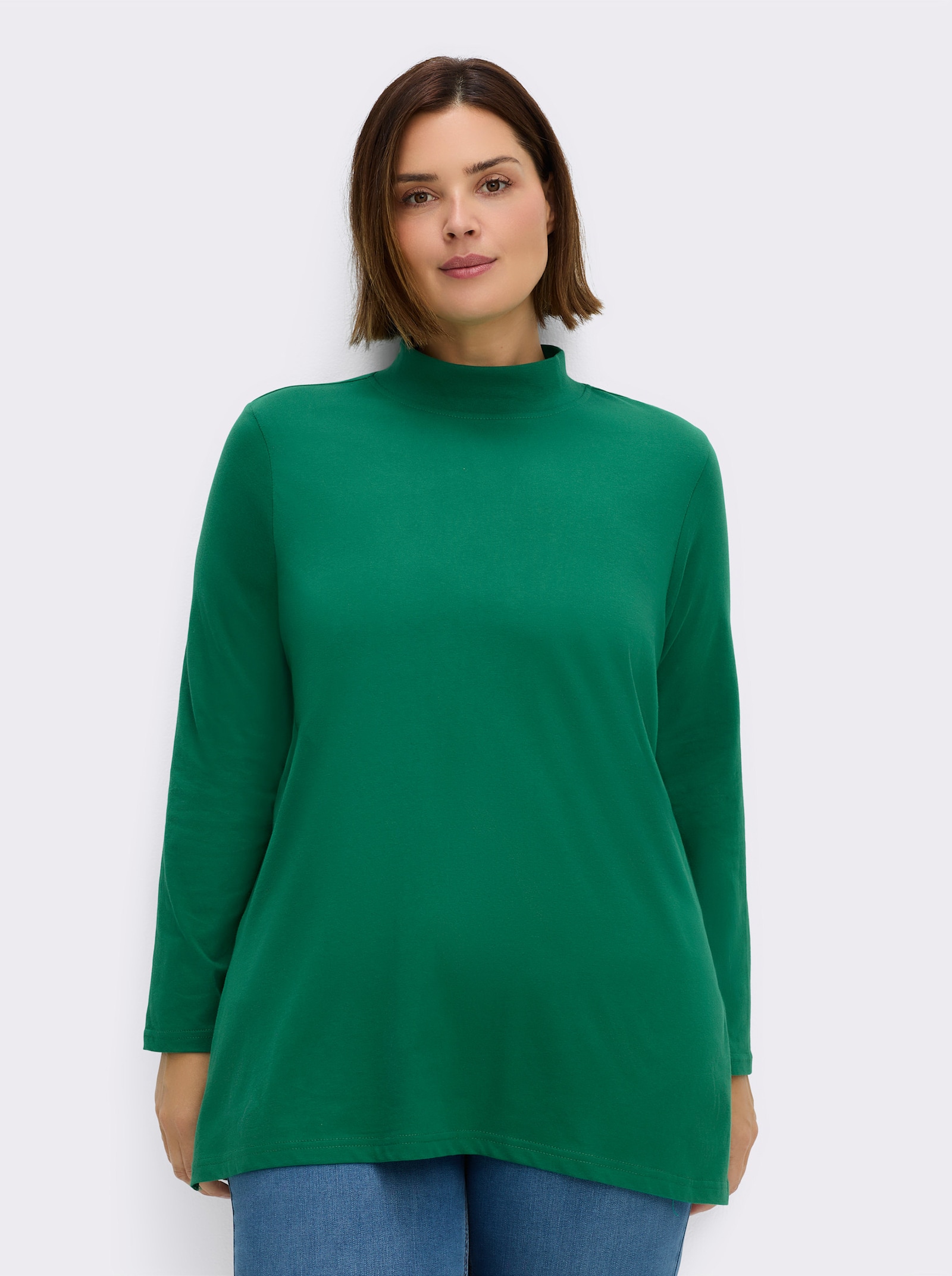 Longshirt mit hohen Seitenschlitzen - grün
