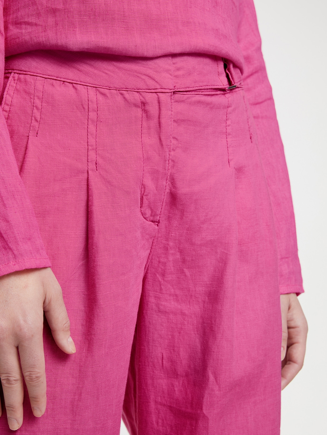 heine Pantalon en lin - framboise