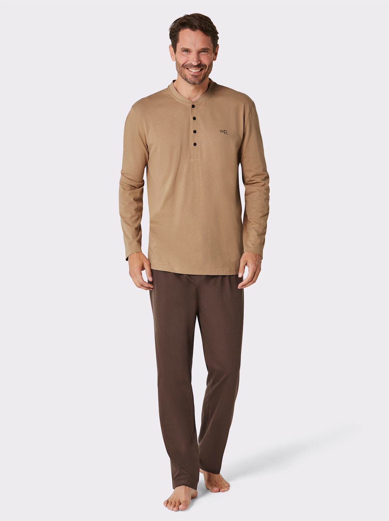 wäschepur men Pyjama's - chocolade/camel + marine/middenblauw