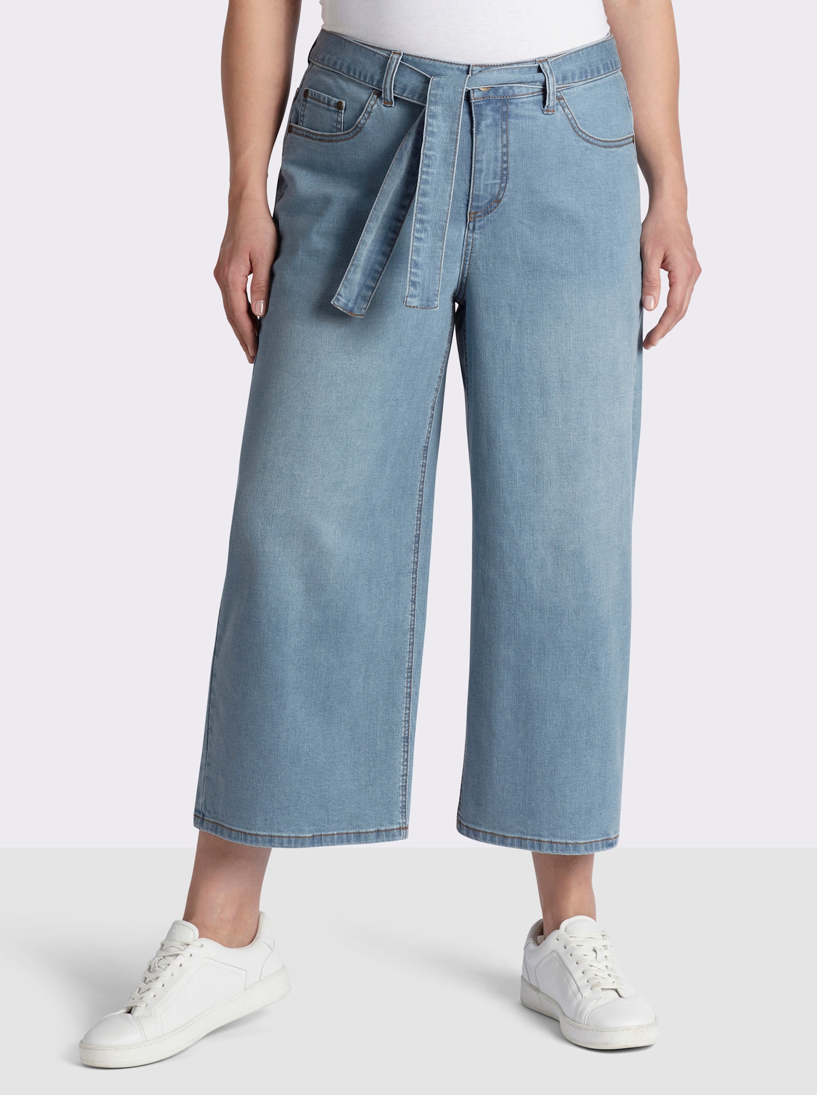 sheego 7/8-Jeans mit weiten Beinen - blue-bleached