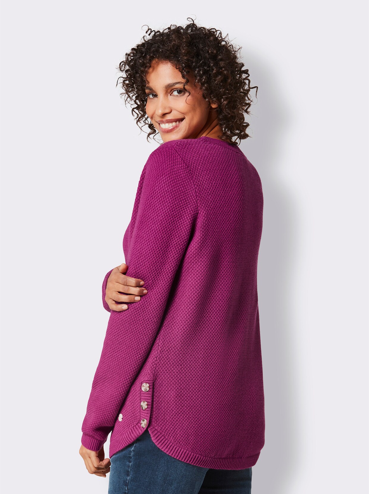 CREATION L PREMIUM Pullover van viscose en lyocell - magenta