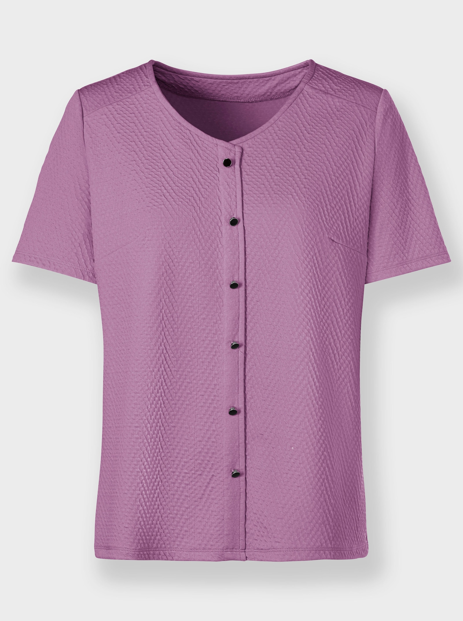 V-Shirt mit Schulterpassen - orchidee