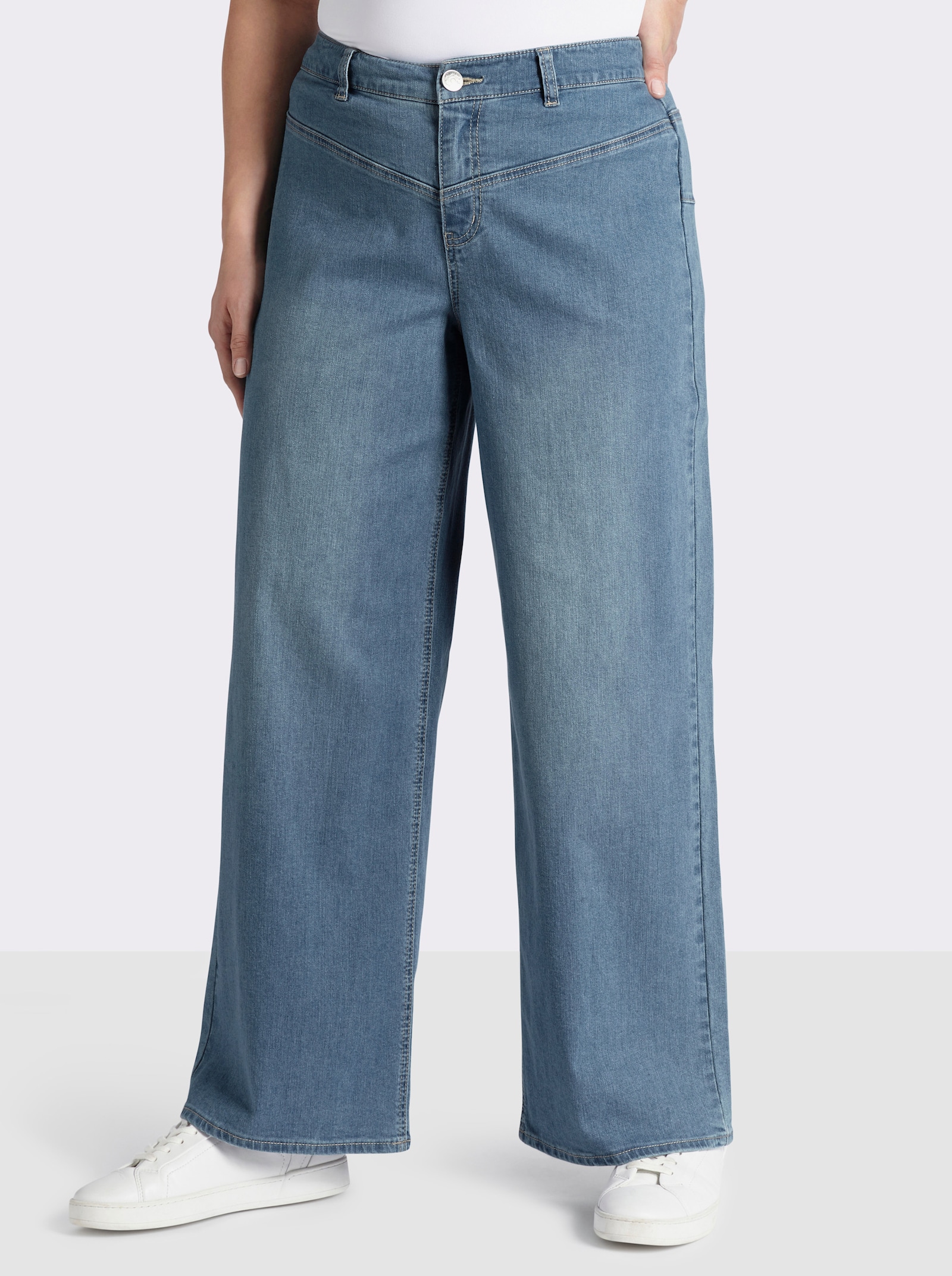 sheego Jeans mit durchgehend weitem Bein - blue-bleached